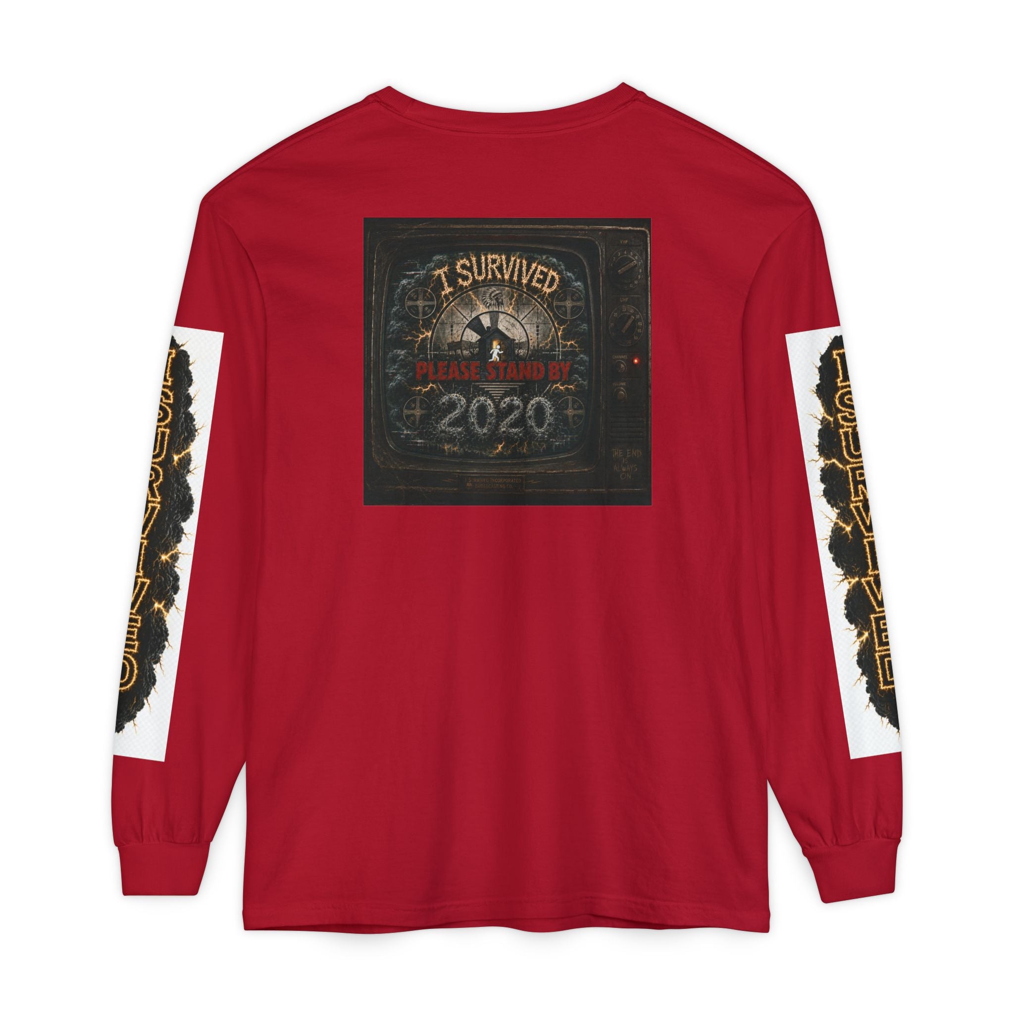 I Survived 2020 — "Please Stand By" Test Pattern Tee Special Edition Summer Premier Unisex Garment-Dyed Long Sleeve T-Shirt