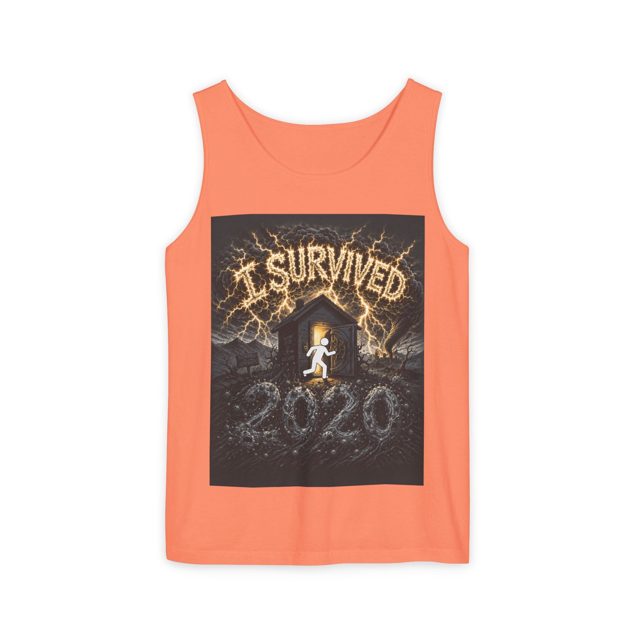 I Survived 2020 — Original Design Teaser Tee | Season 1 Premiere Drop Unisex Garment-Dyed Tank Top