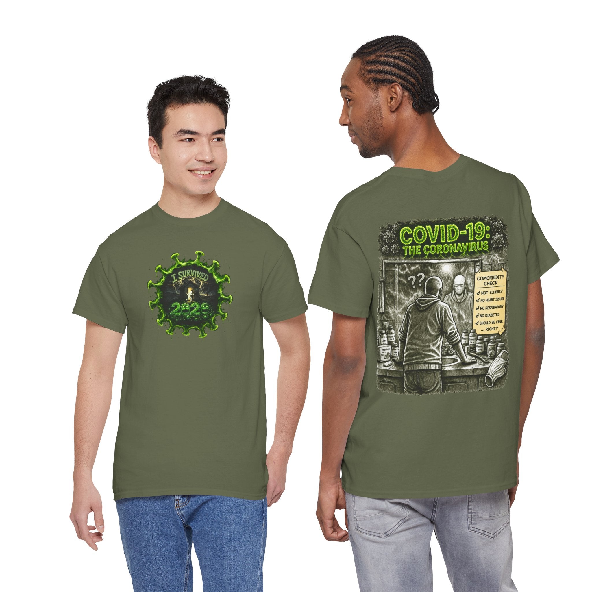 I Survived 2020 — PANDEMIC S1:E1: Director's Cut "COVID-19: The Coronavirus" Unisex Heavy Cotton Tee