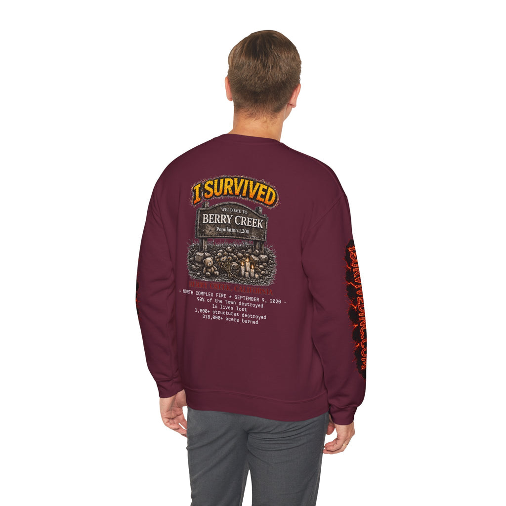I Survived 2020 — S2:E1 "Berry Creek" | Wildfire Edition Memorial Unisex Heavy Blend™ Crewneck Sweatshirt