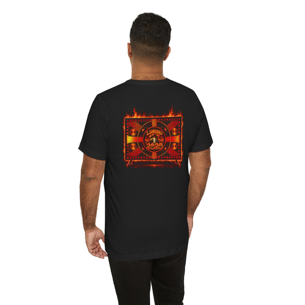 I Survived 2020 — "Please Stand By" Test Pattern Tee Wildfire Signal Edition Summer Premiere Unisex Jersey Short Sleeve Tee