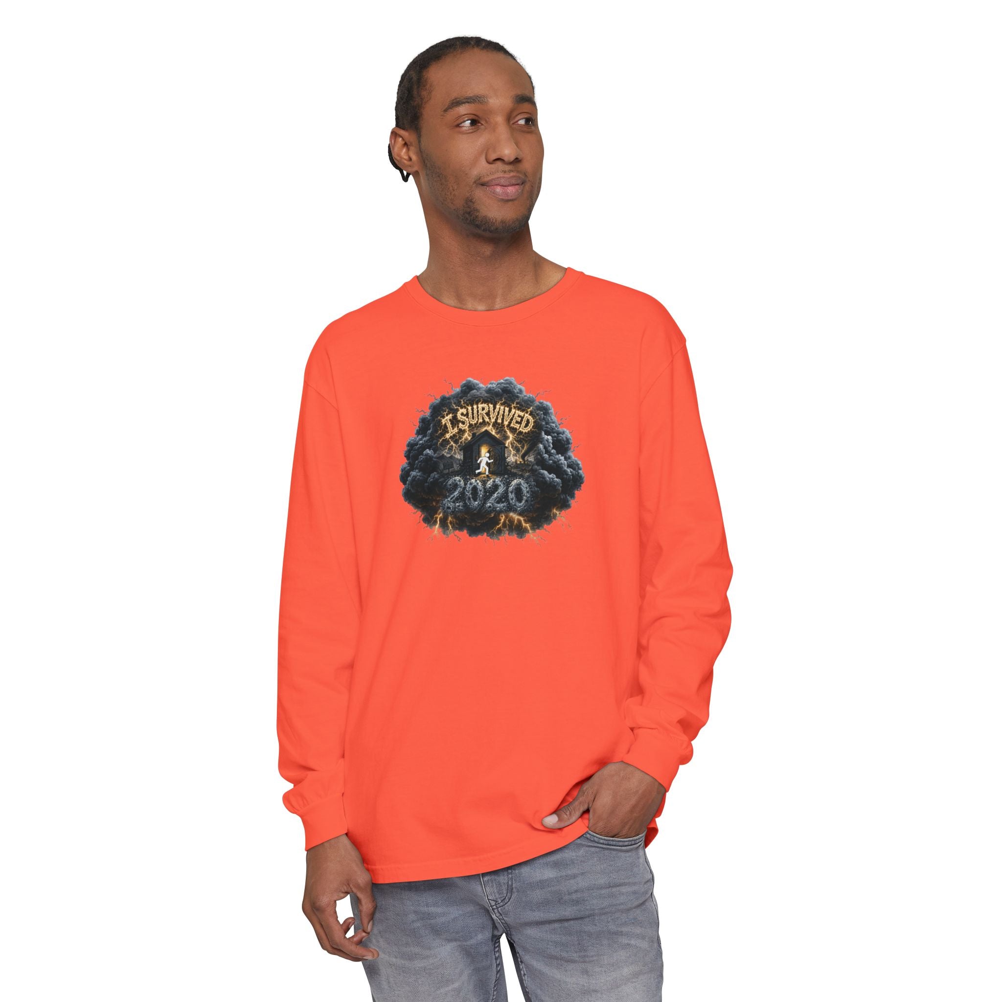 I Survived 2020 — Original PILOT Design: Director's Cut Unisex Garment-Dyed Long Sleeve T-Shirt