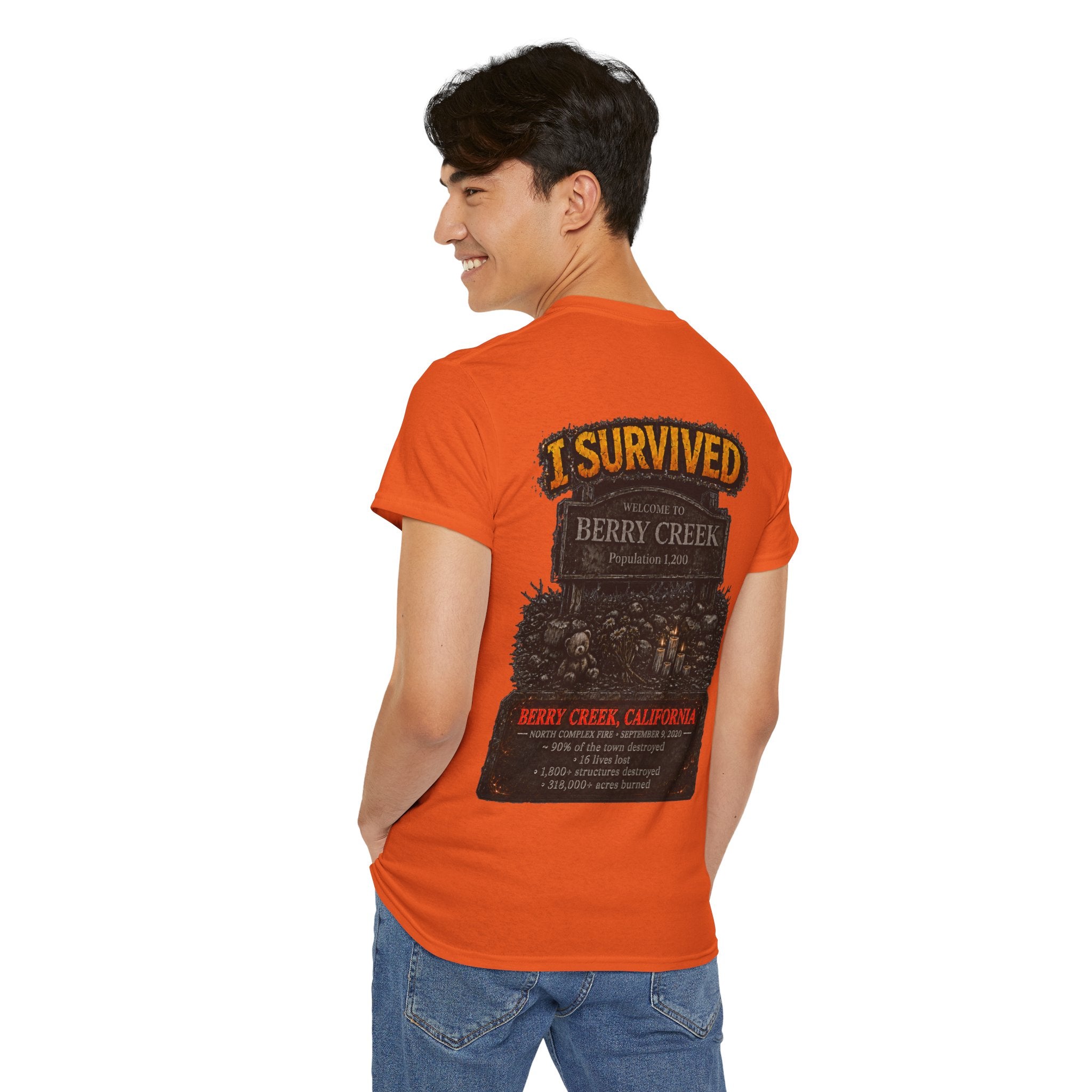 I Survived 2020 — WILDFIRES S2:E1: Director's Cut "Berry Creek" Memorial Unisex Heavy Cotton Tee