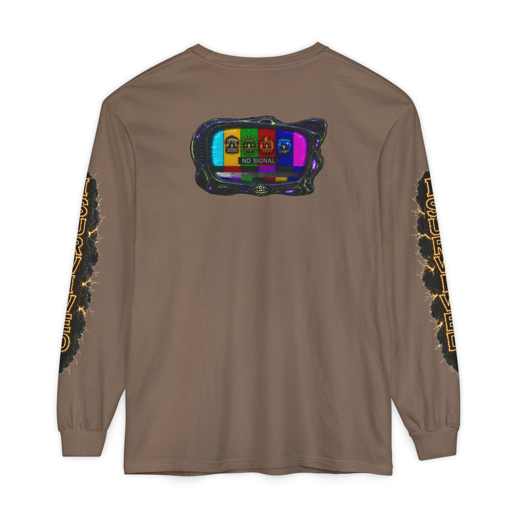 I Survived 2020 — "No Signal" Test Pattern Tee Special Edition Alien Broadcast Finale Summer Premiere Unisex Garment-Dyed Long Sleeve T-Shirt