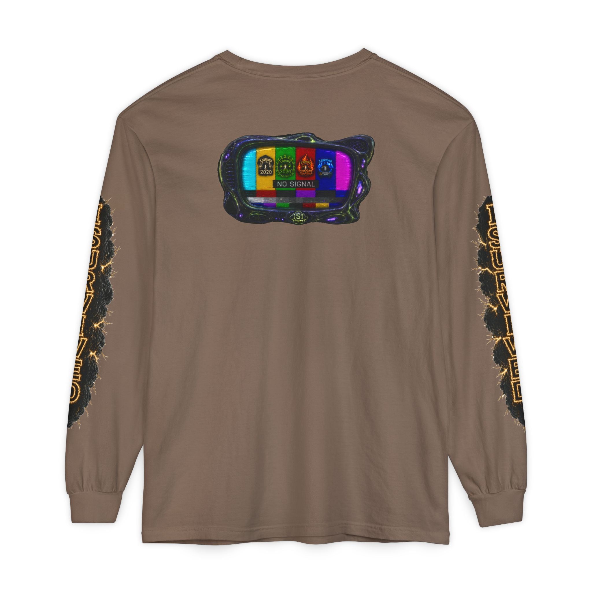 I Survived 2020 — "No Signal" Test Pattern Tee Special Edition Alien Broadcast Finale Summer Premiere Unisex Garment-Dyed Long Sleeve T-Shirt
