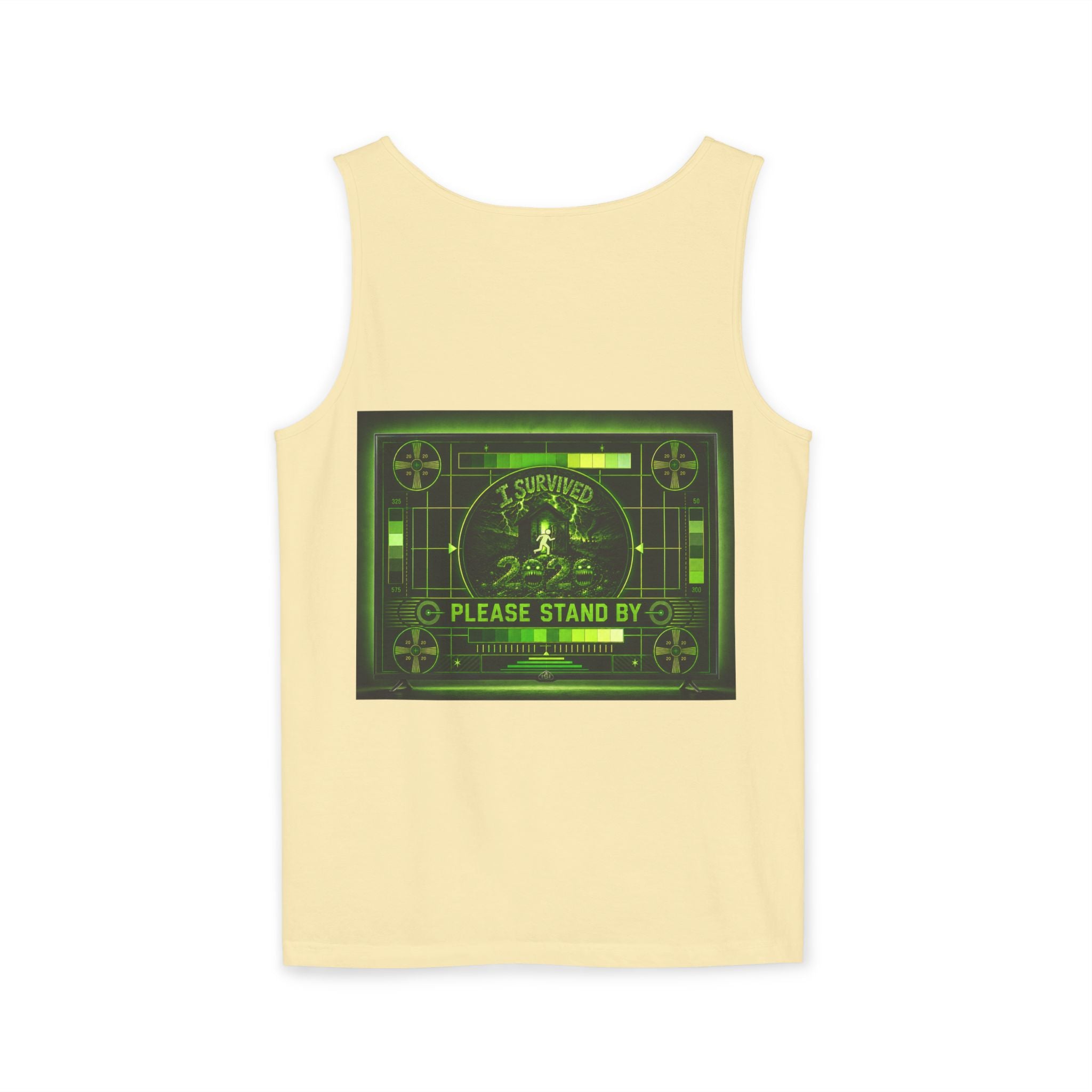 I Survived 2020 — "Please Stand By" Test Pattern Toxic Signal Tee Summer Premiere Unisex Garment-Dyed Tank Top