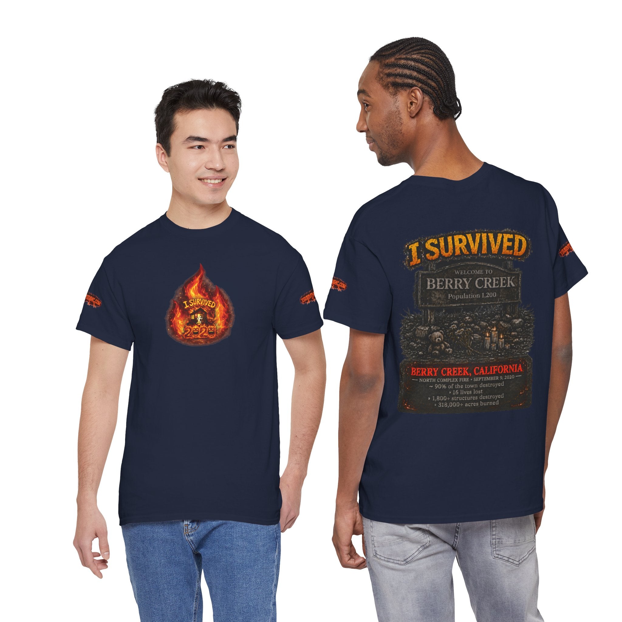 I Survived 2020 — WILDFIRES S2:E1: Director's Cut Special Edition "Berry Creek" Memorial Unisex Heavy Cotton Tee