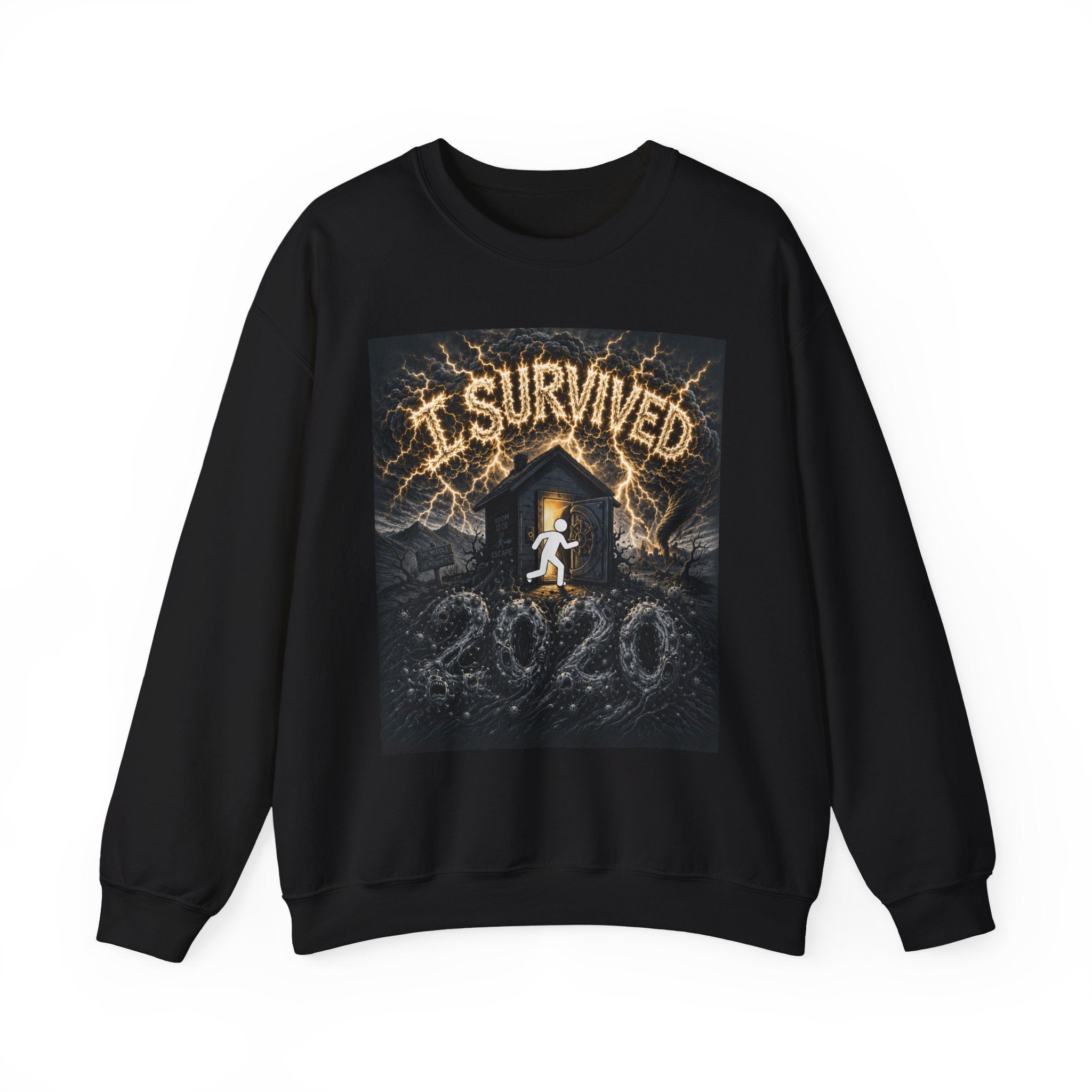 I Survived 2020 — Original Design Teaser Tee | Season 1 Premiere Drop Unisex Heavy Blend™ Crewneck Sweatshirt