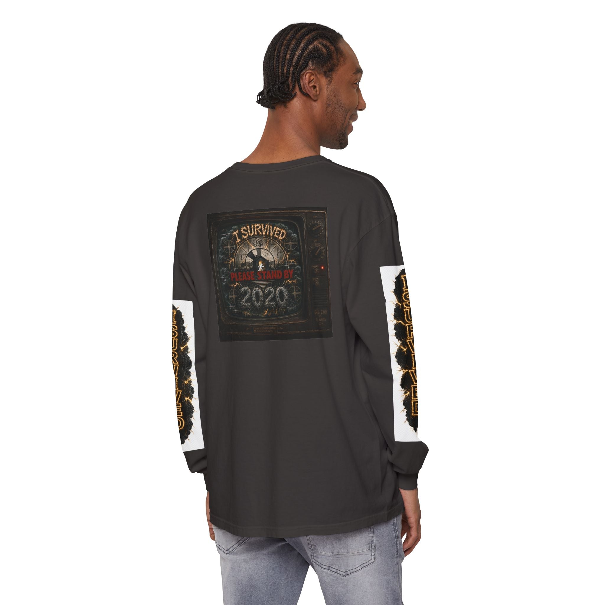 I Survived 2020 — "Please Stand By" Test Pattern Tee Special Edition Summer Premier Unisex Garment-Dyed Long Sleeve T-Shirt
