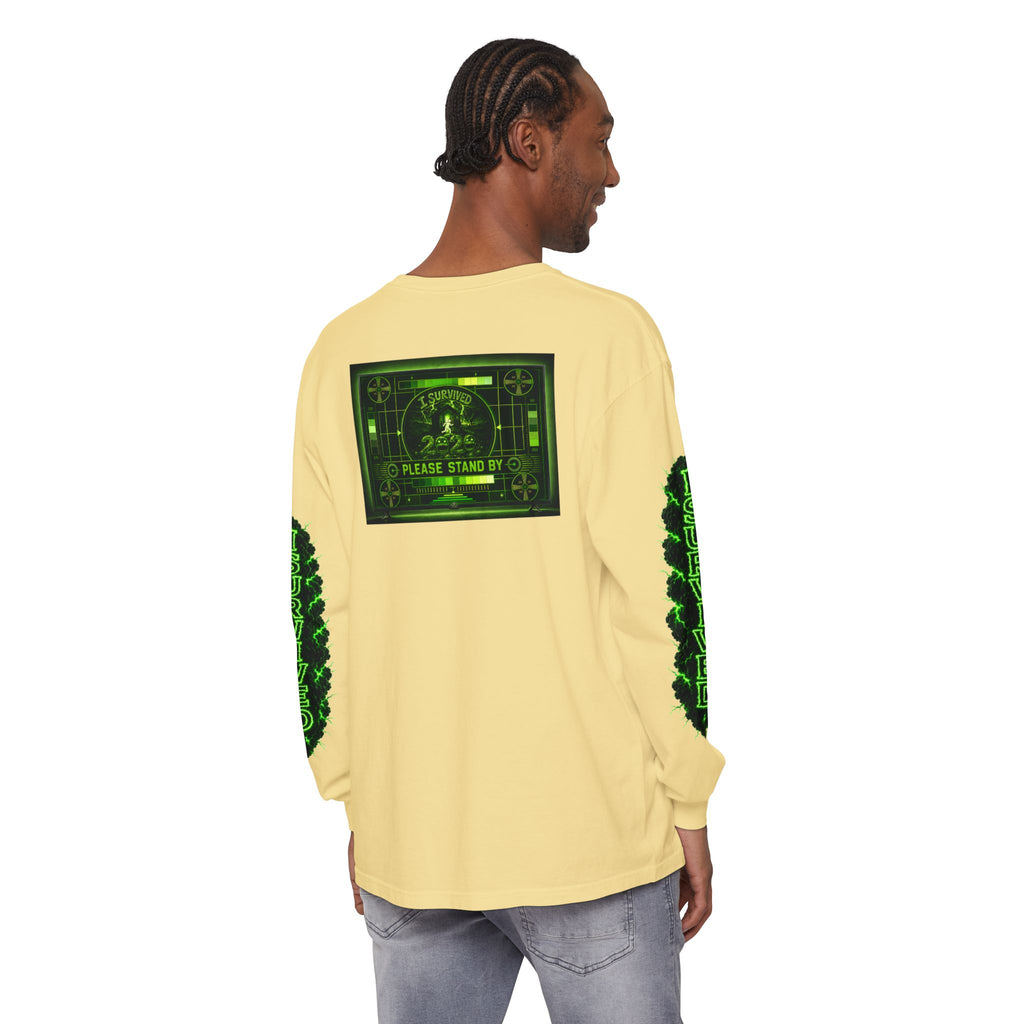 I Survived 2020 — "Please Stand By" Test Pattern Toxic Signal Tee Special Edition Summer Premiere Unisex Garment-Dyed Long Sleeve T-Shirt