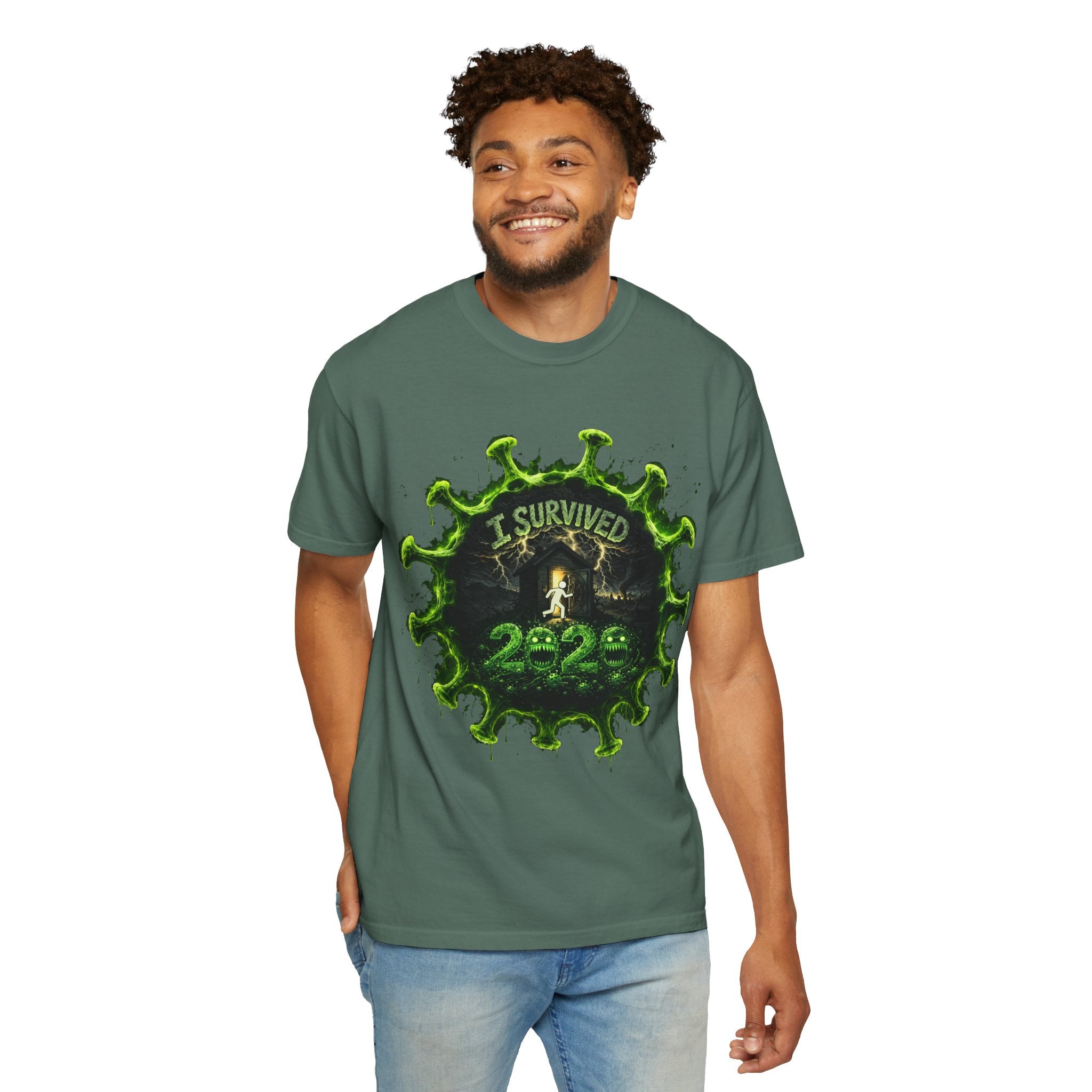 I Survived 2020 — Director's Cut S1:E3 "The Jab!" | Pandemic Edition Unisex Garment-Dyed T-shirt