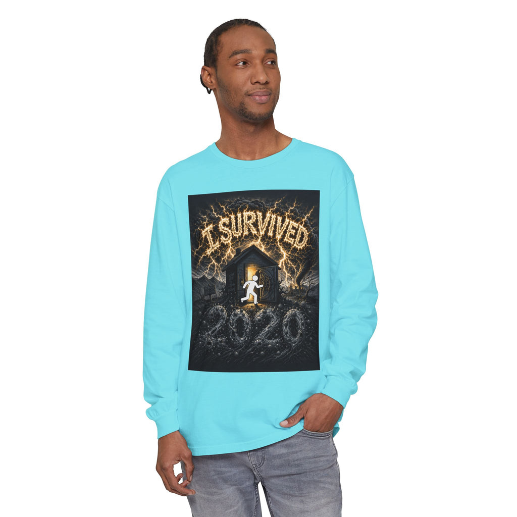 I Survived 2020 — Original Design Teaser Tee | Season 1 Premiere Drop Unisex Garment-dyed Long Sleeve T-Shirt