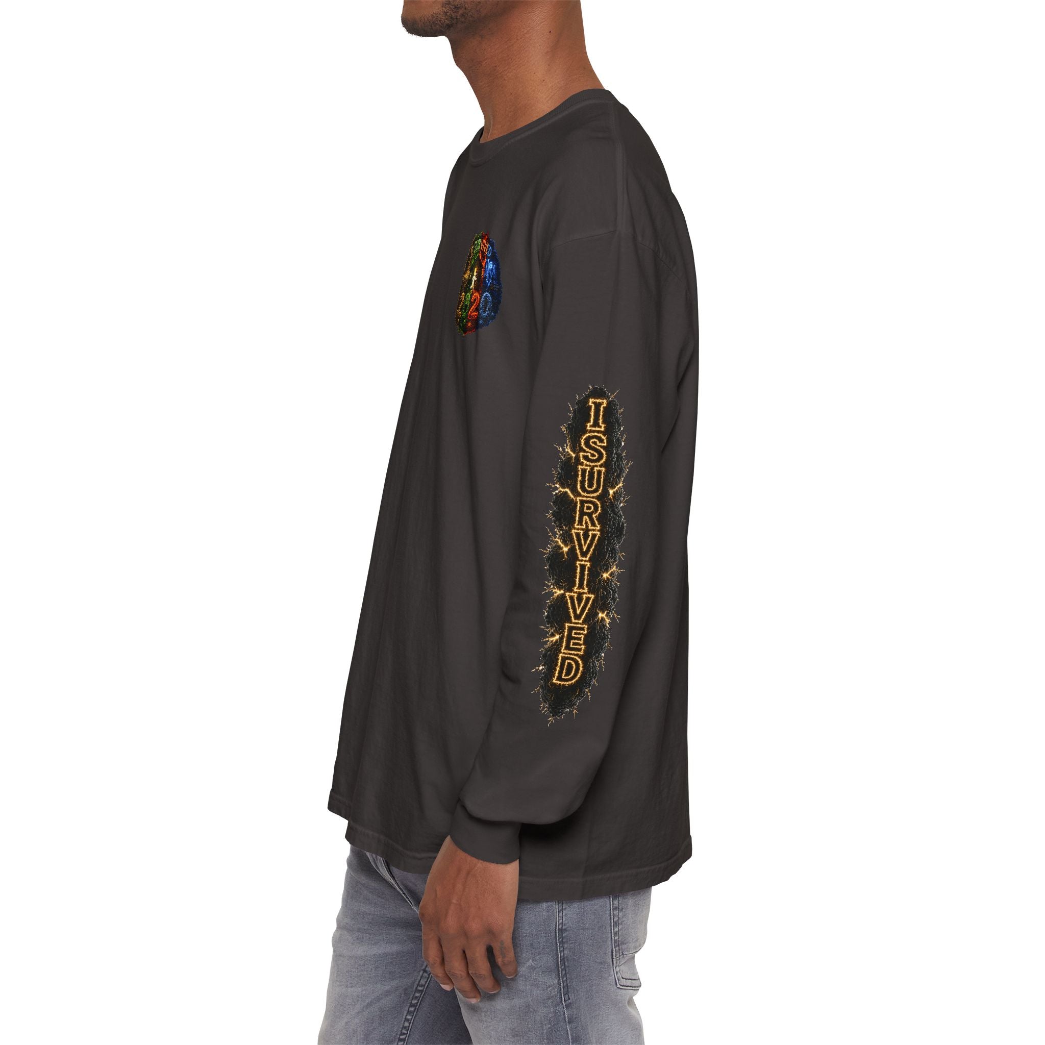 I Survived 2020 — "No Signal" Test Pattern Tee Special Edition Alien Broadcast Finale Summer Premiere Unisex Garment-Dyed Long Sleeve T-Shirt