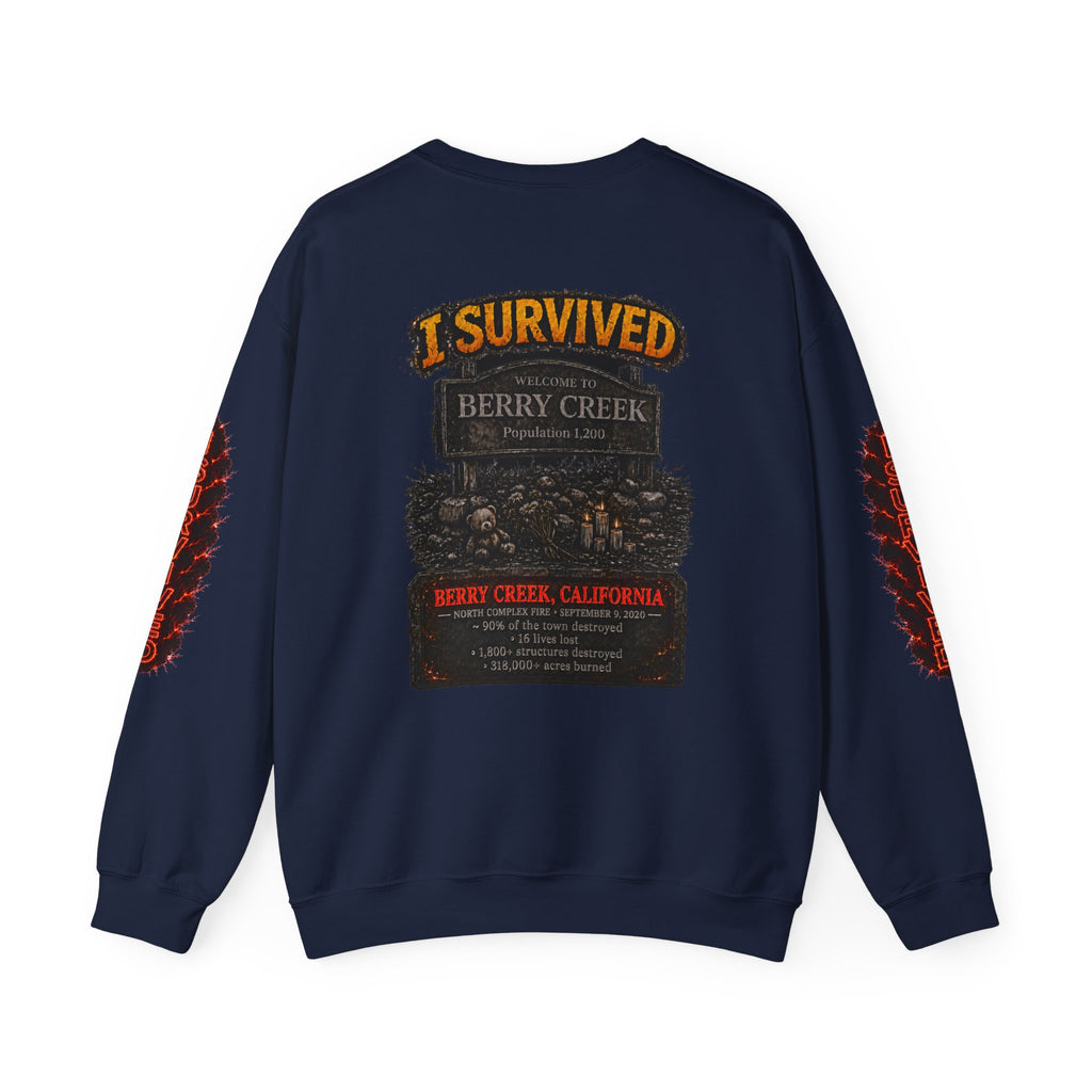 I Survived 2020 — Director's Cut S2:E1 "Berry Creek" | Wildfire Edition Memorial Unisex Heavy Blend™ Crewneck Sweatshirt