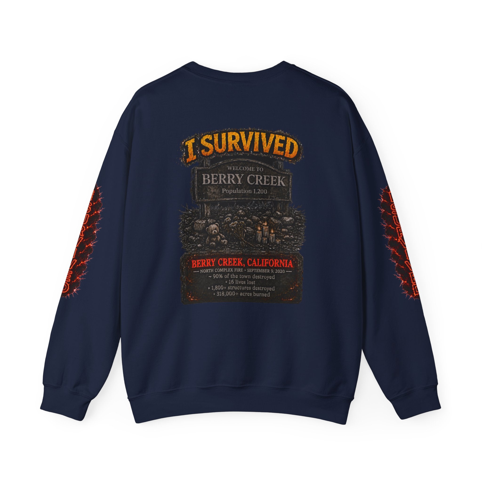 I Survived 2020 — Director's Cut S2:E1 "Berry Creek" | Wildfire Edition Memorial Unisex Heavy Blend™ Crewneck Sweatshirt