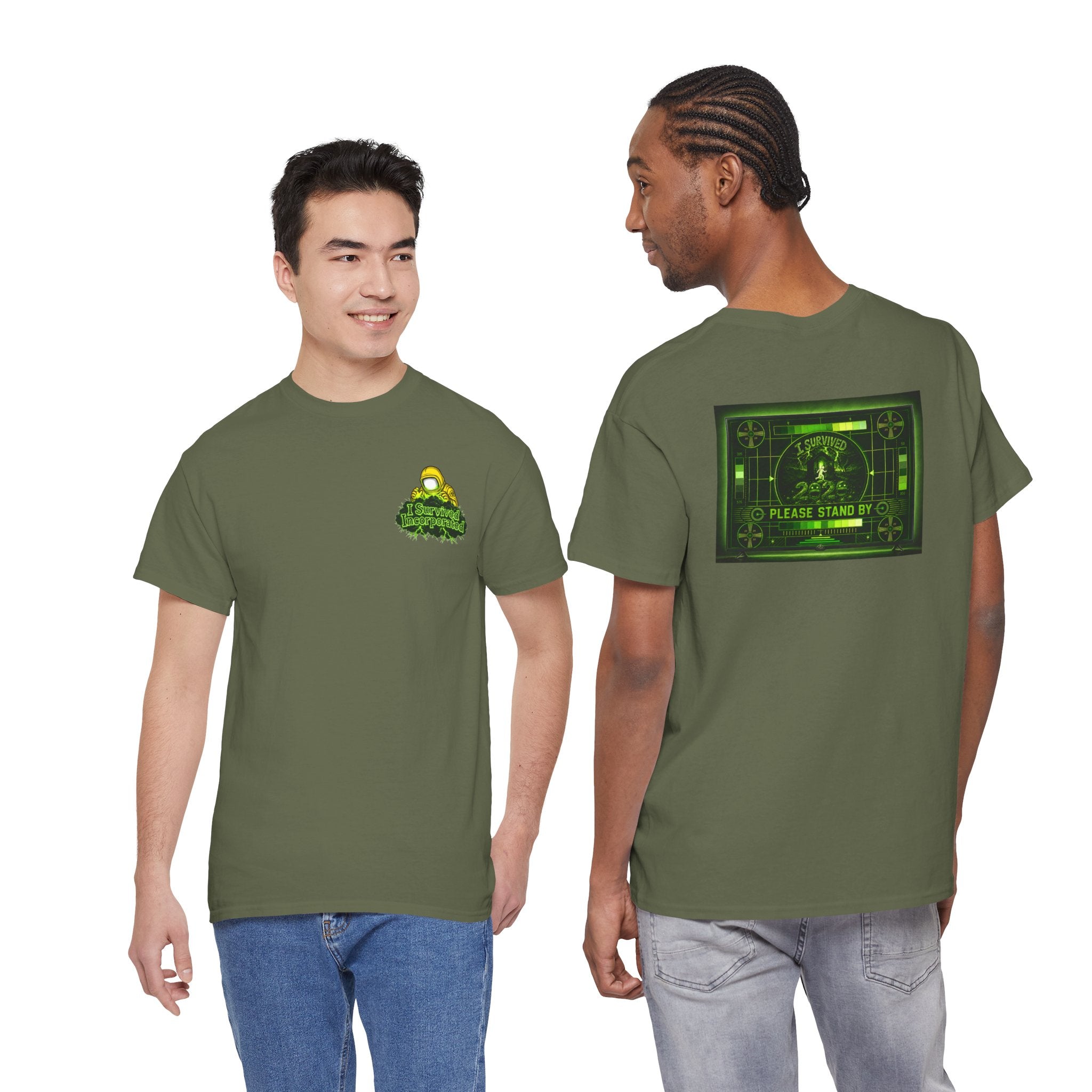 I Survived 2020 — "Please Stand By" Test Pattern Toxic Signal Tee Summer Premiere Unisex Heavy Cotton Tee