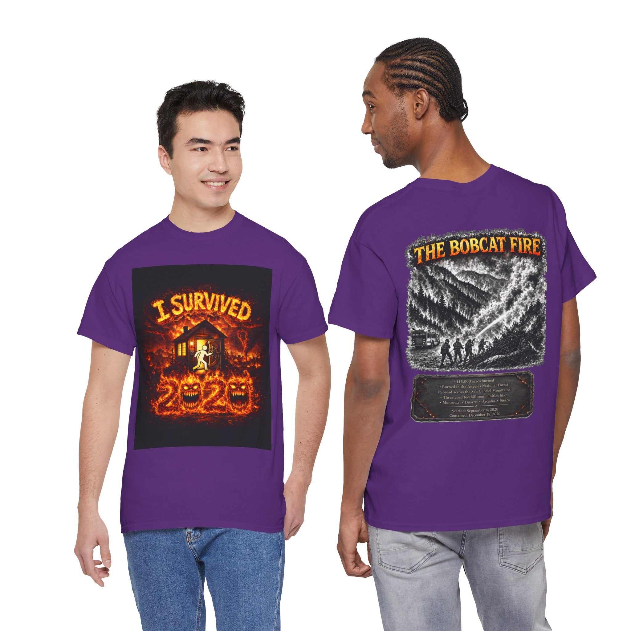 I Survived 2020 — WILDFIRES S2:E2: "The Bobcat Fire" Memorial Unisex Heavy Cotton Tee