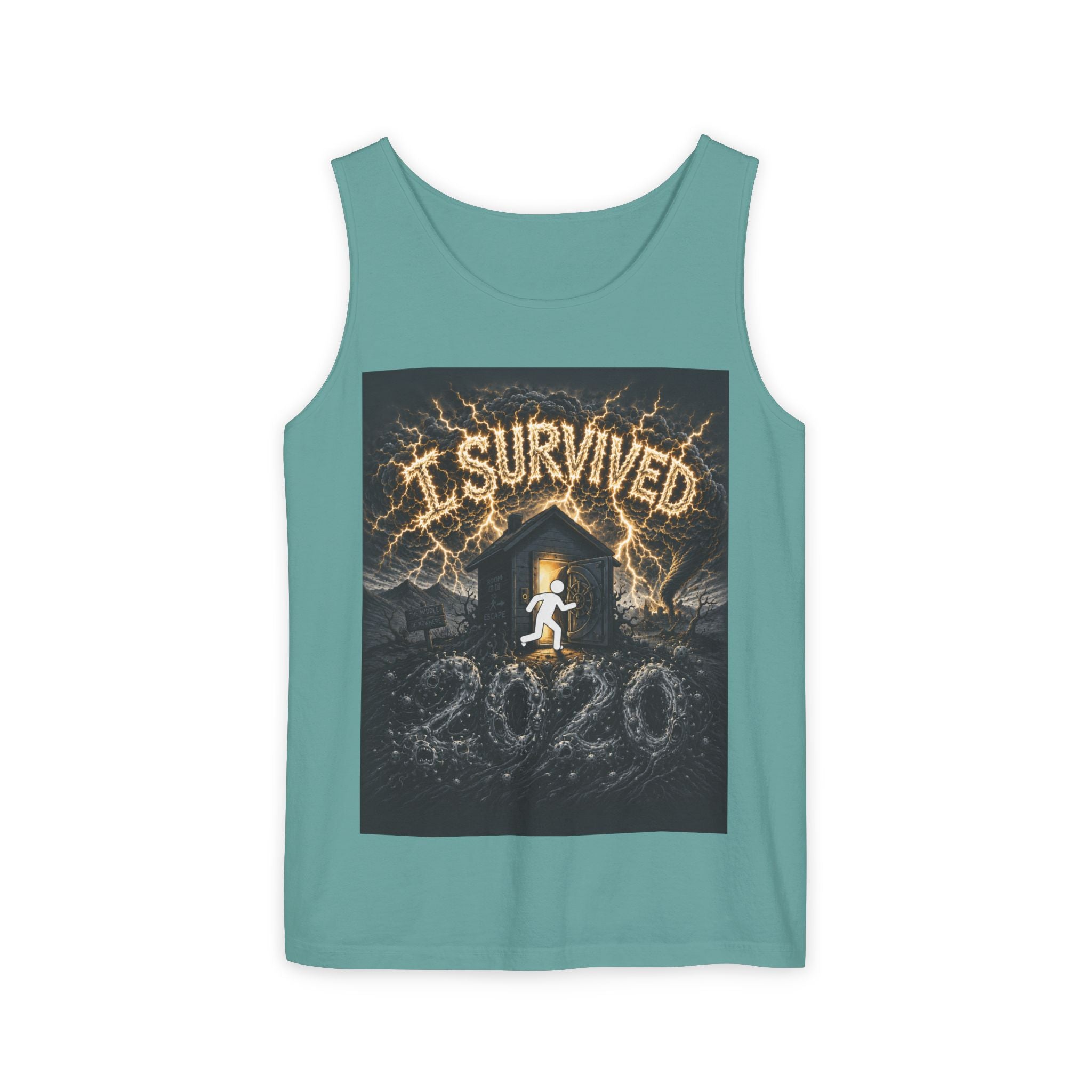 I Survived 2020 — Original Design Teaser Tee | Season 1 Premiere Drop Unisex Garment-Dyed Tank Top