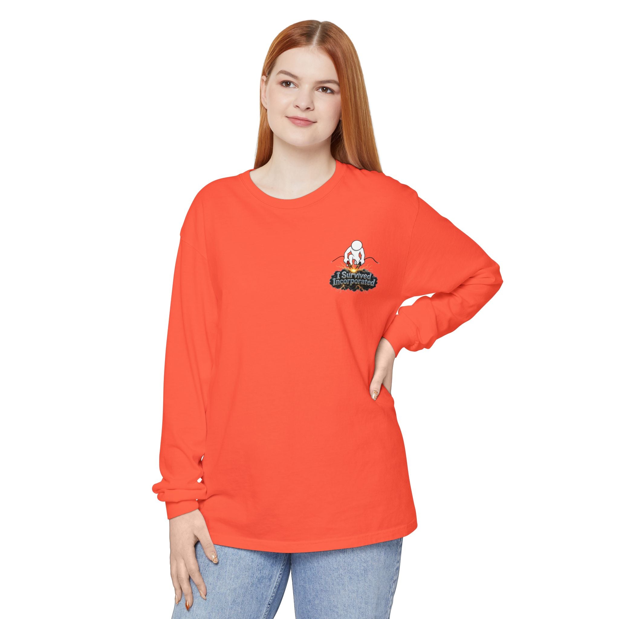 I Survived 2020 — "Please Stand By" Test Pattern Tee Summer Premier Unisex Garment-Dyed Long Sleeve T-Shirt