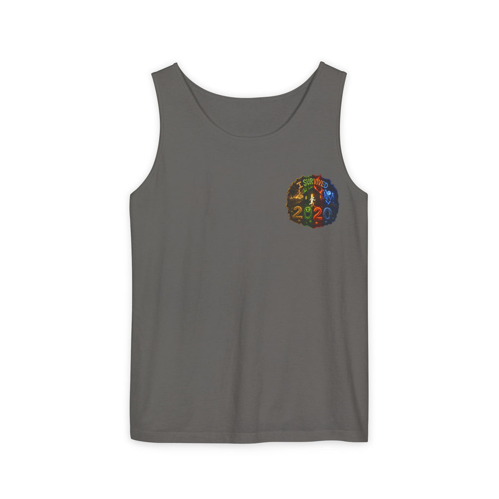 I Survived 2020 — "No Signal" Test Pattern Tee Alien Broadcast Finale Summer Premiere Unisex Garment-Dyed Tank Top
