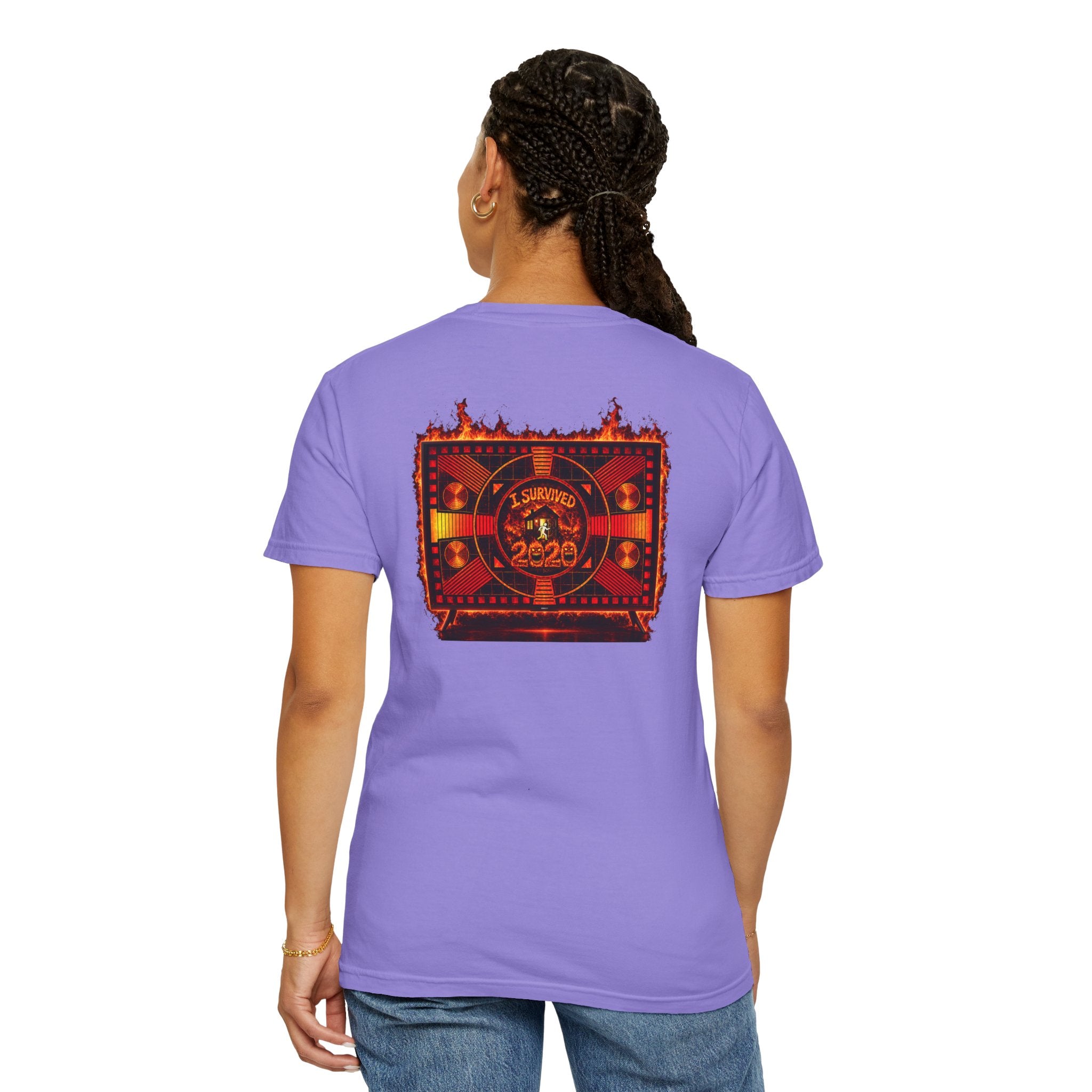 I Survived 2020 — "Please Stand By" Test Pattern Tee Wildfire Signal Edition Summer Premiere Unisex Garment-Dyed T-shirt