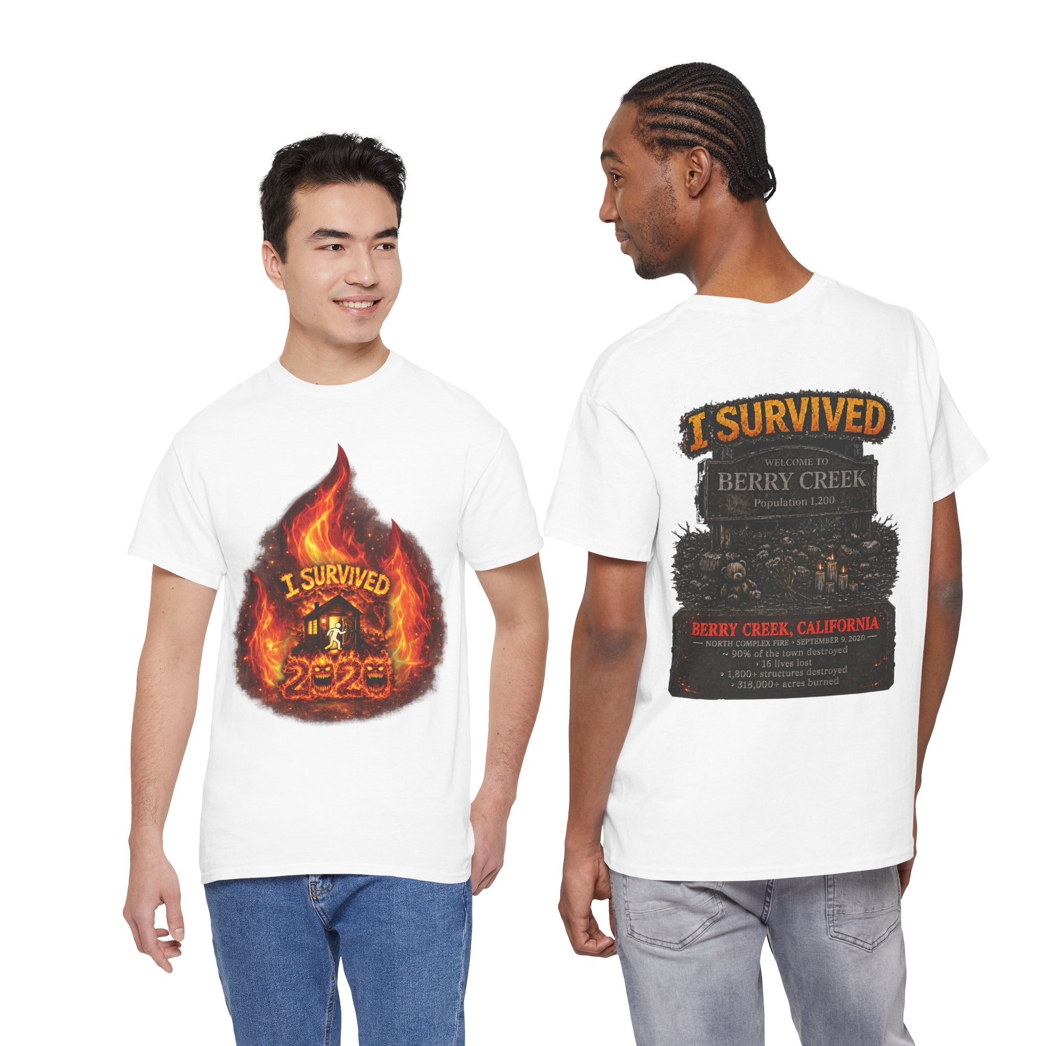 I Survived 2020 — Director's Cut S2:E1 "Berry Creek" | Wildfire Edition Memorial Unisex Heavy Cotton Tee