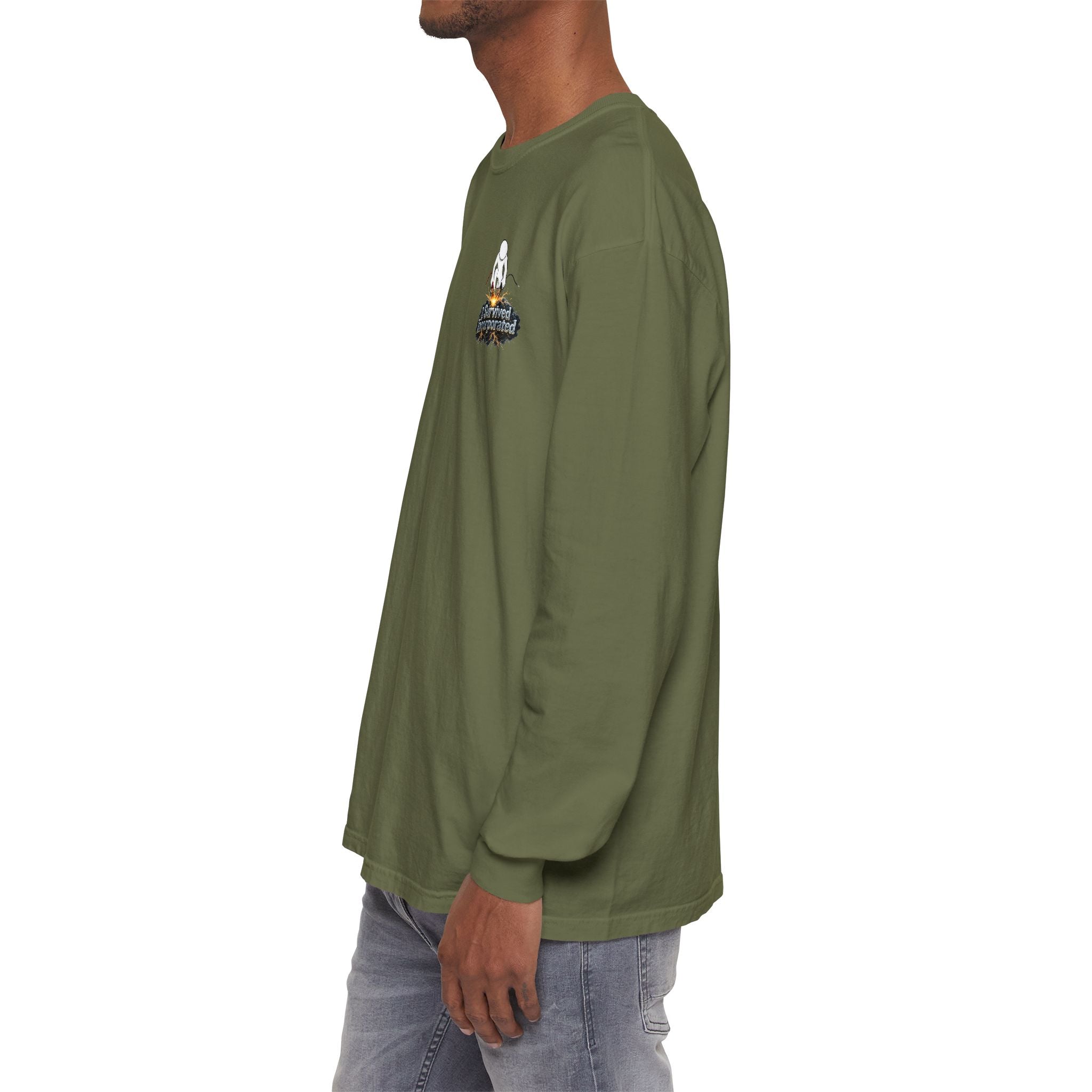 I Survived 2020 — "Please Stand By" Test Pattern Tee Summer Premier Unisex Garment-Dyed Long Sleeve T-Shirt