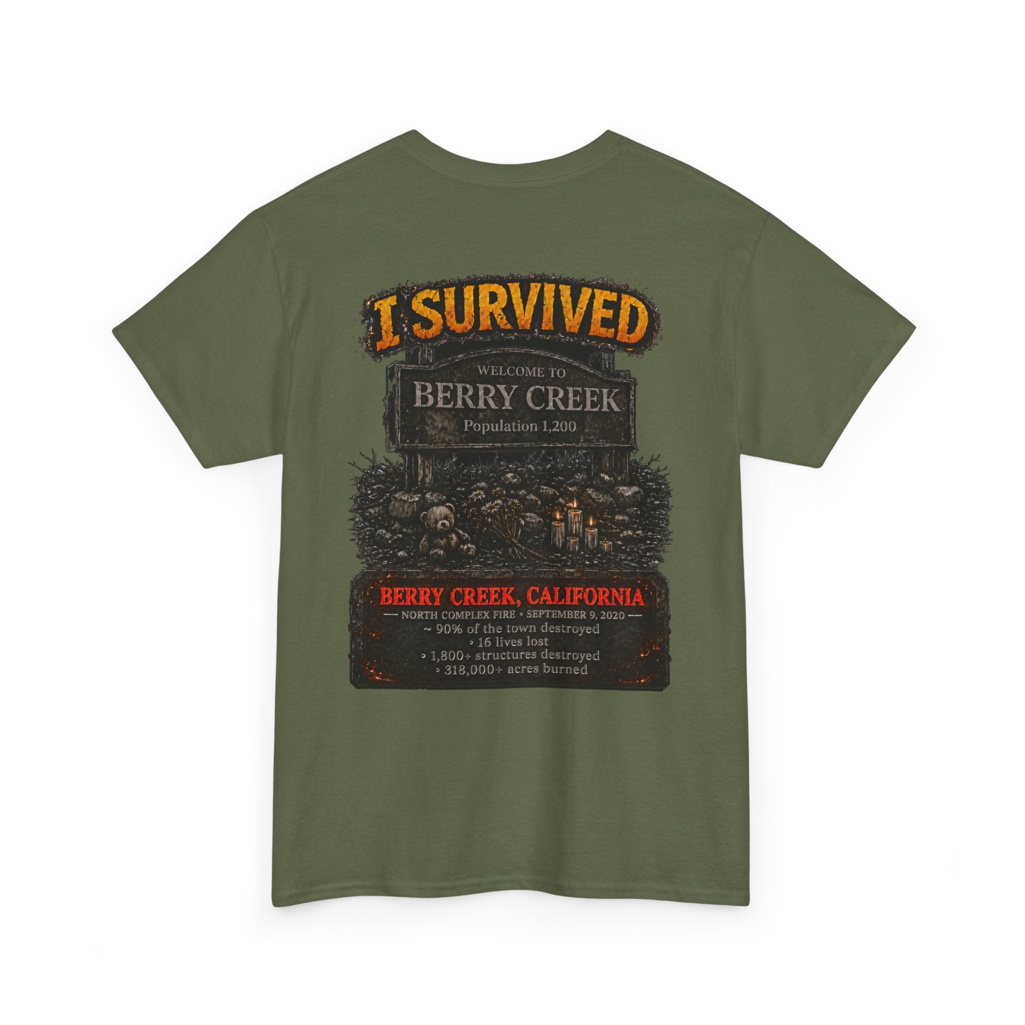 I Survived 2020 — Director's Cut S2:E1 "Berry Creek" | Wildfire Edition Memorial Unisex Heavy Cotton Tee