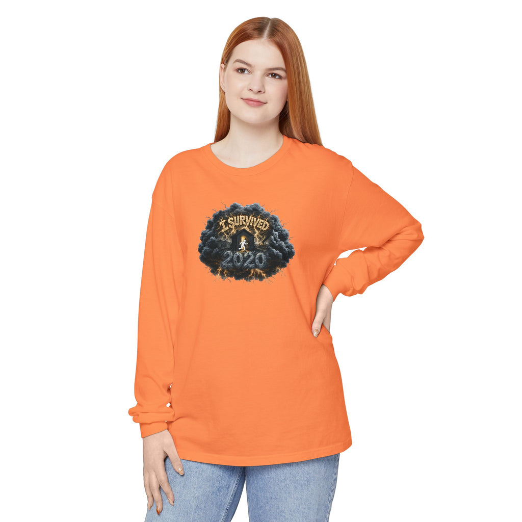 I Survived 2020 — Original PILOT Design: Director's Cut Unisex Garment-Dyed Long Sleeve T-Shirt