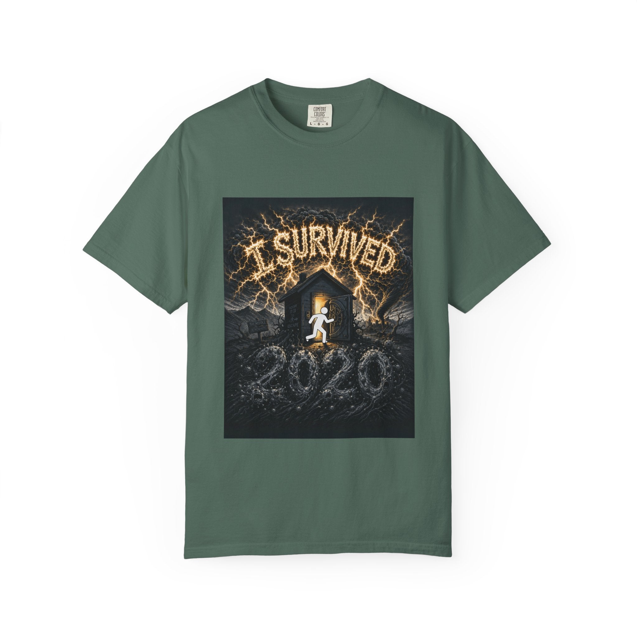 I Survived 2020 — Original Design Teaser Tee | Season 1 Premiere Drop Unisex Garment-Dyed T-shirt