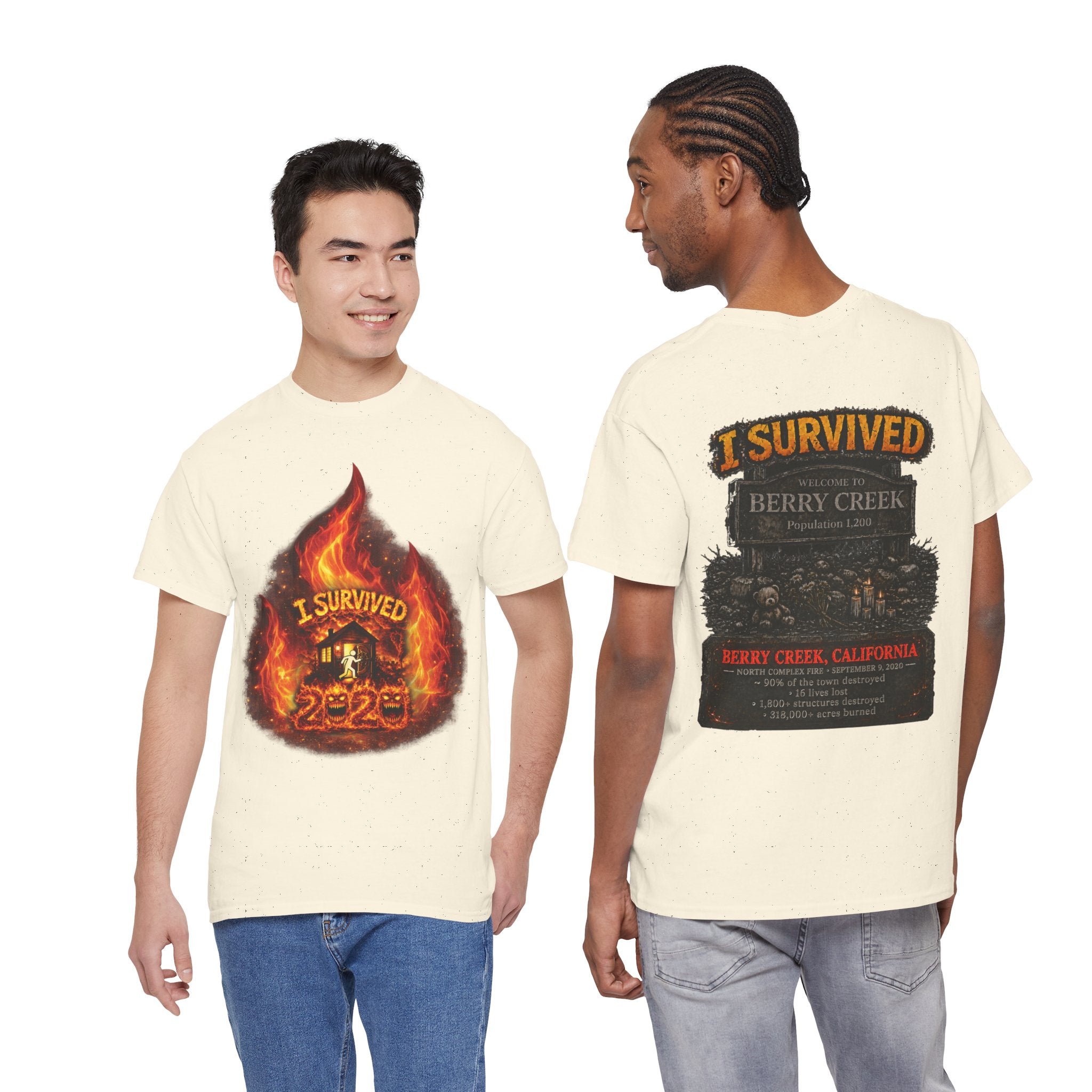 I Survived 2020 — Director's Cut S2:E1 "Berry Creek" | Wildfire Edition Memorial Unisex Heavy Cotton Tee