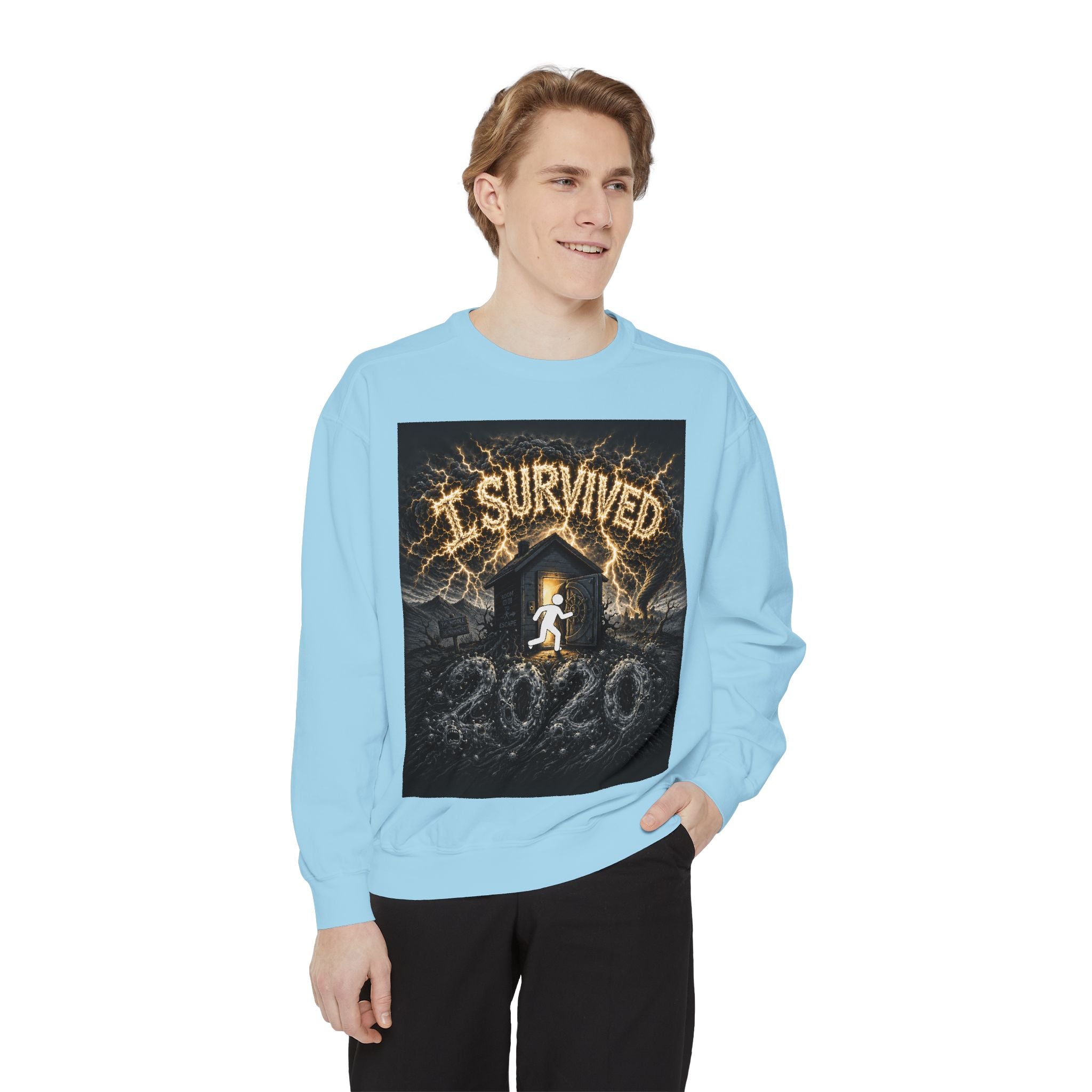 I Survived 2020 — Original Design Teaser Sweatshirt | Season 1 Premiere Drop Unisex Garment-Dyed Sweatshirt