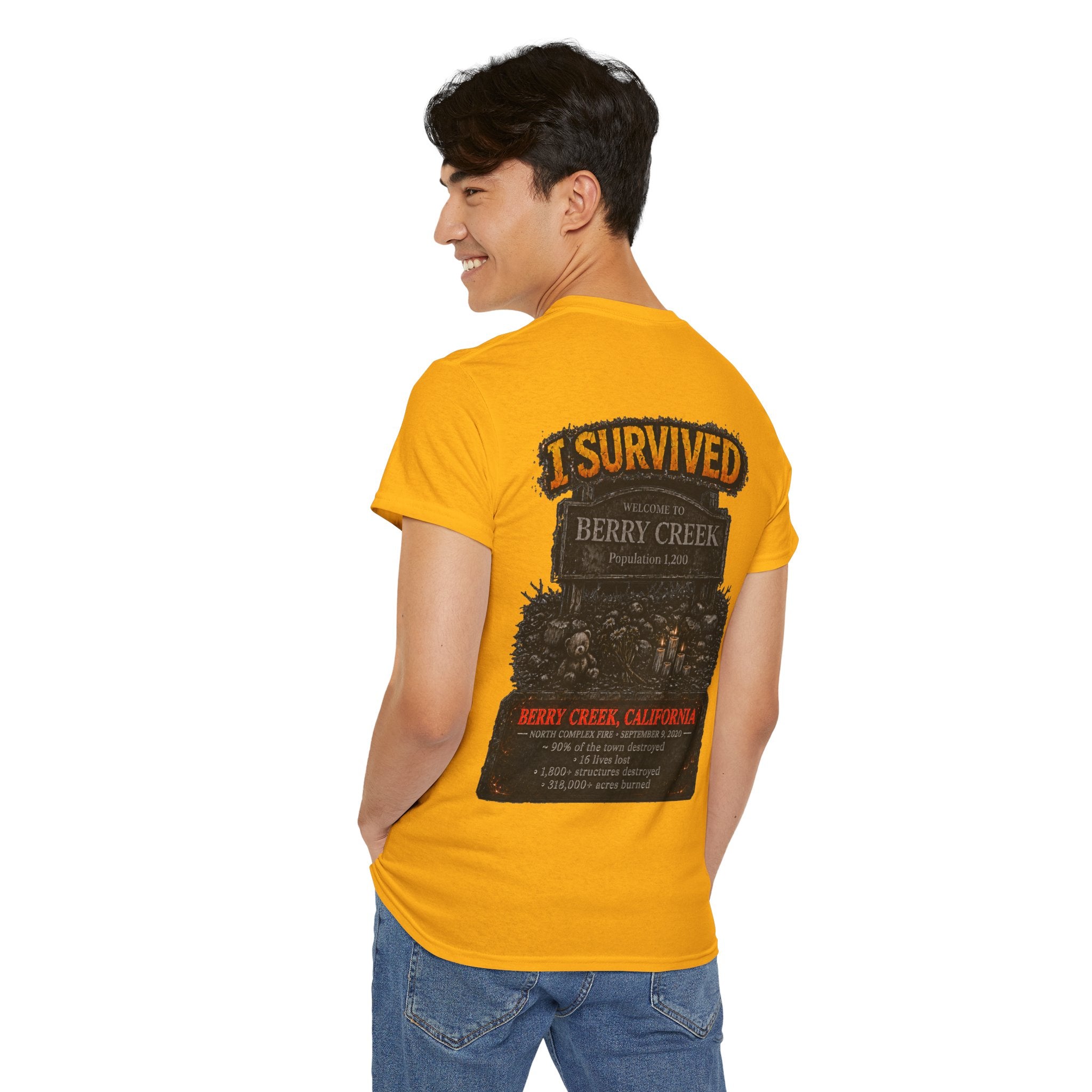 I Survived 2020 — WILDFIRES S2:E1: Director's Cut "Berry Creek" Memorial Unisex Heavy Cotton Tee