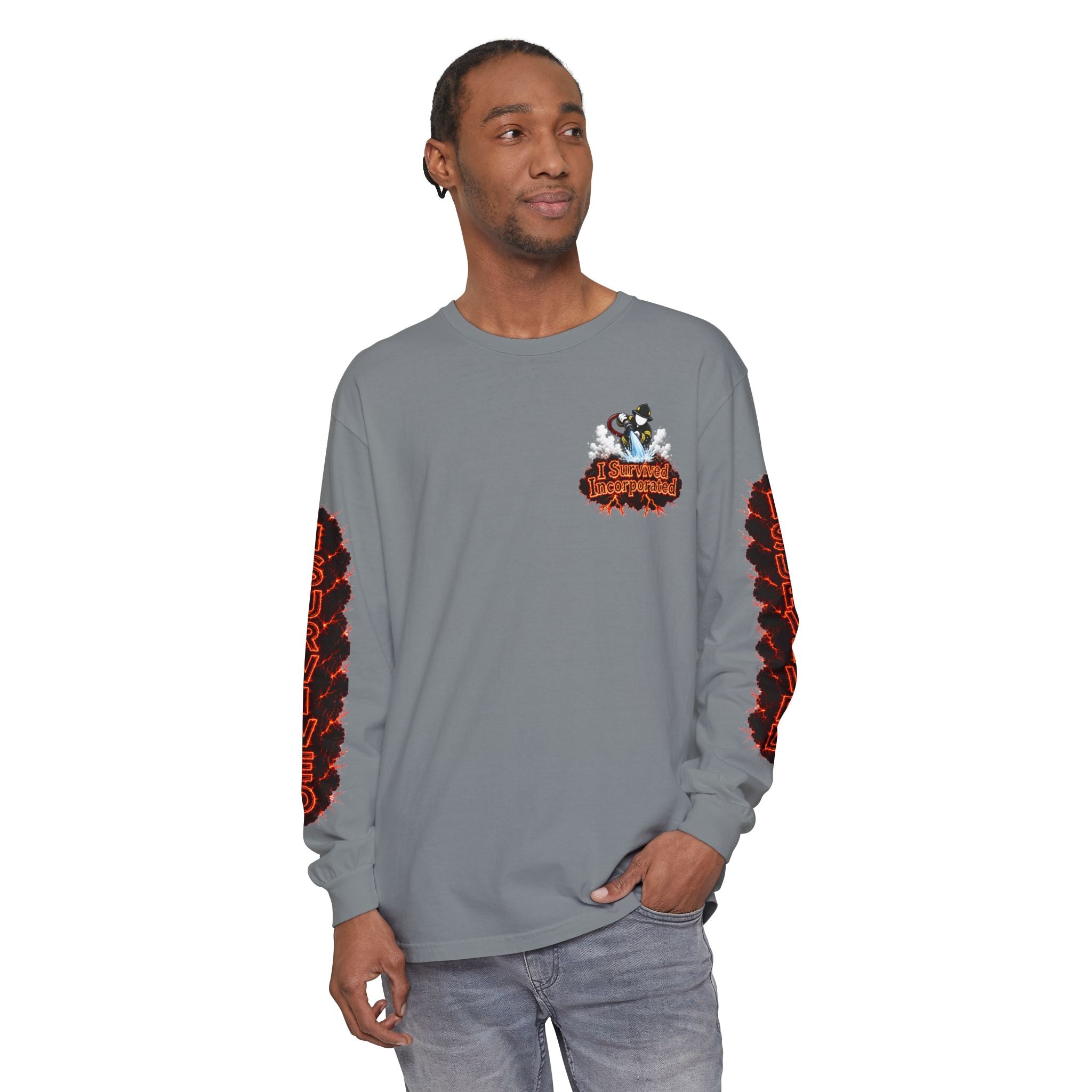 I Survived 2020 — "Please Stand By" Test Pattern Tee Special Edition Wildfire Signal Edition Summer Premiere Unisex Garment-Dyed Long Sleeve T-Shirt