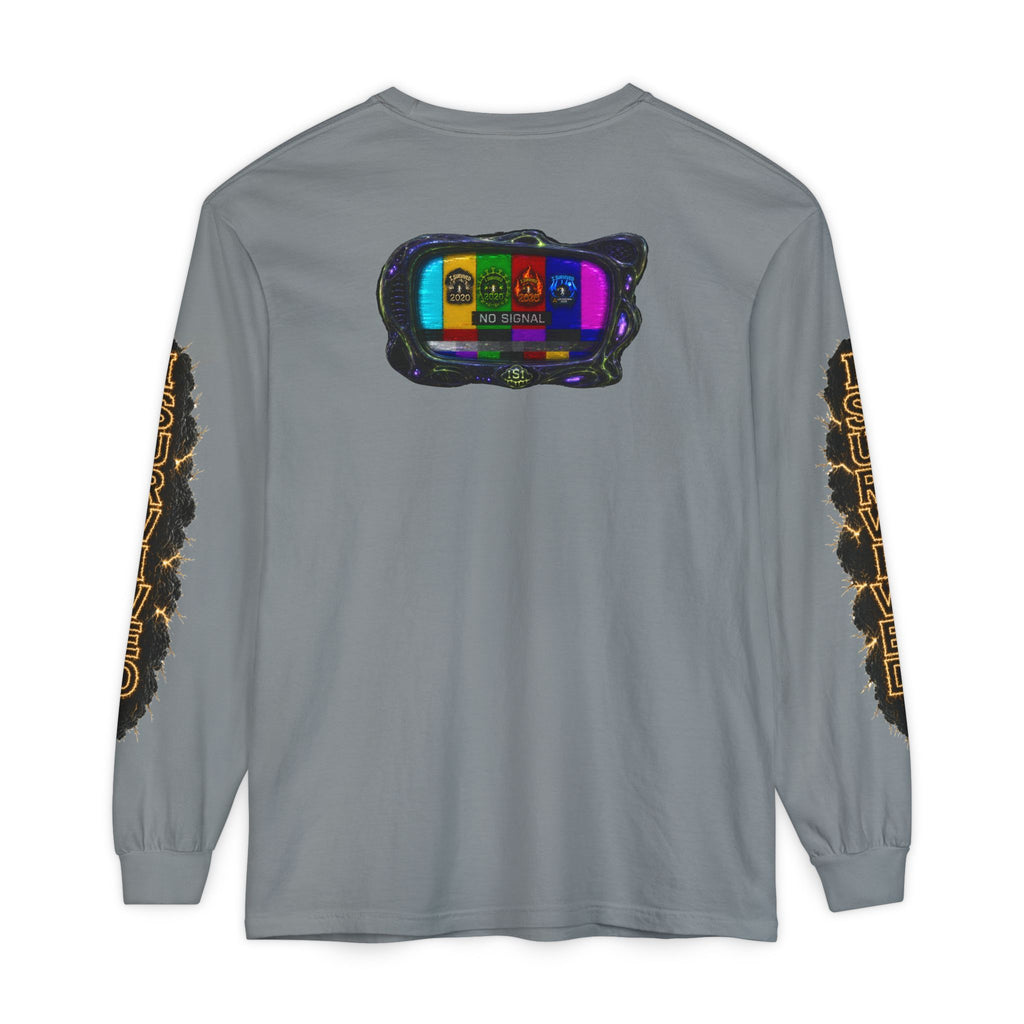 I Survived 2020 — "No Signal" Test Pattern Tee Special Edition Alien Broadcast Finale Summer Premiere Unisex Garment-Dyed Long Sleeve T-Shirt