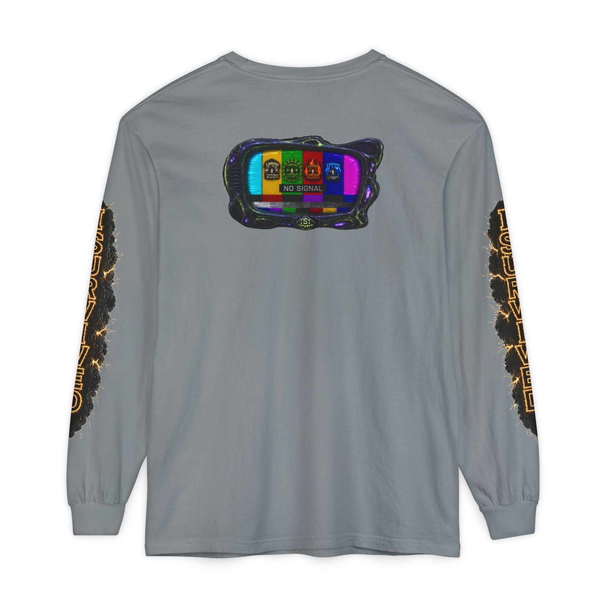I Survived 2020 — "No Signal" Test Pattern Tee Special Edition Alien Broadcast Finale Summer Premiere Unisex Garment-Dyed Long Sleeve T-Shirt
