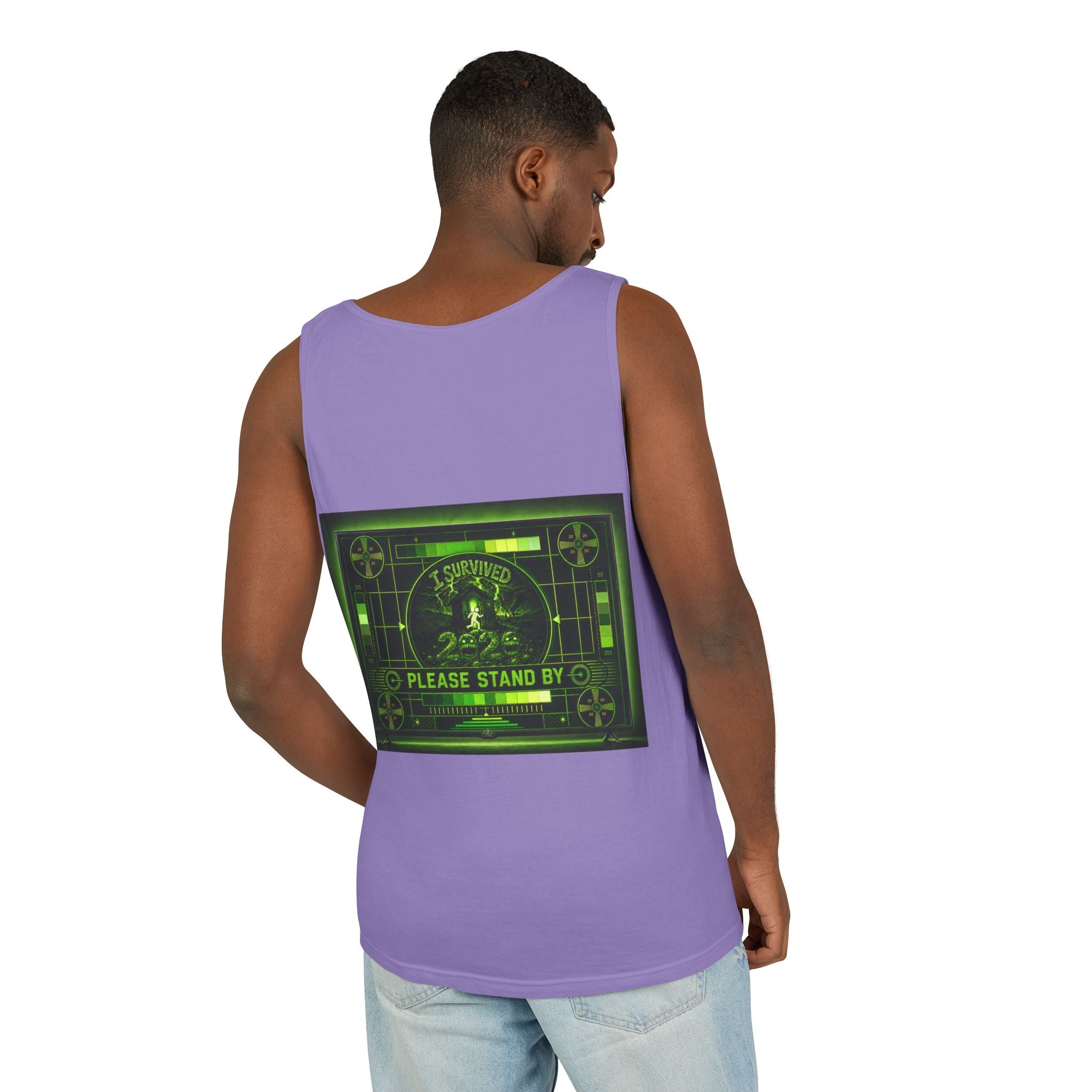 I Survived 2020 — "Please Stand By" Test Pattern Toxic Signal Tee Summer Premiere Unisex Garment-Dyed Tank Top
