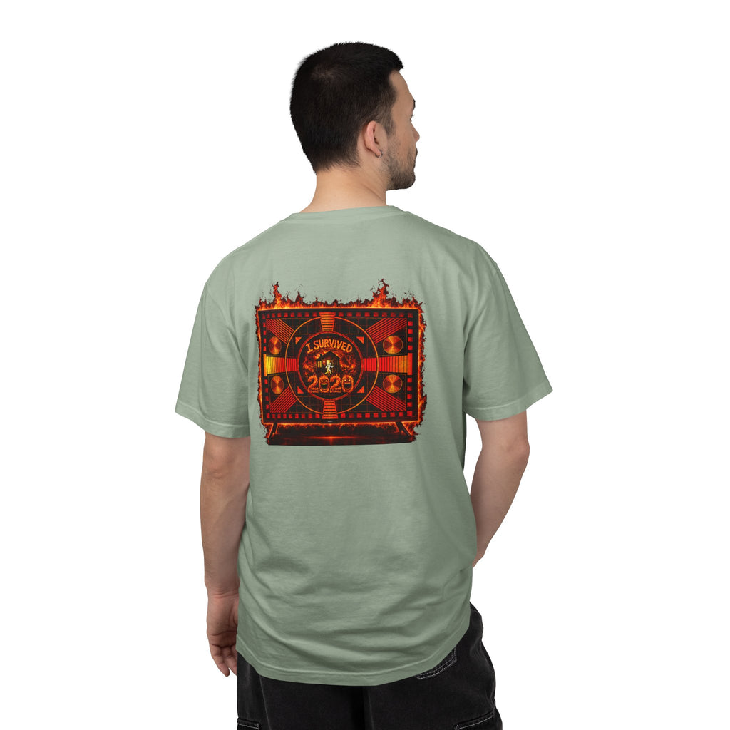 I Survived 2020 — "Please Stand By" Test Pattern Tee Wildfire Signal Edition Summer Premiere Unisex Garment-Dyed T-shirt