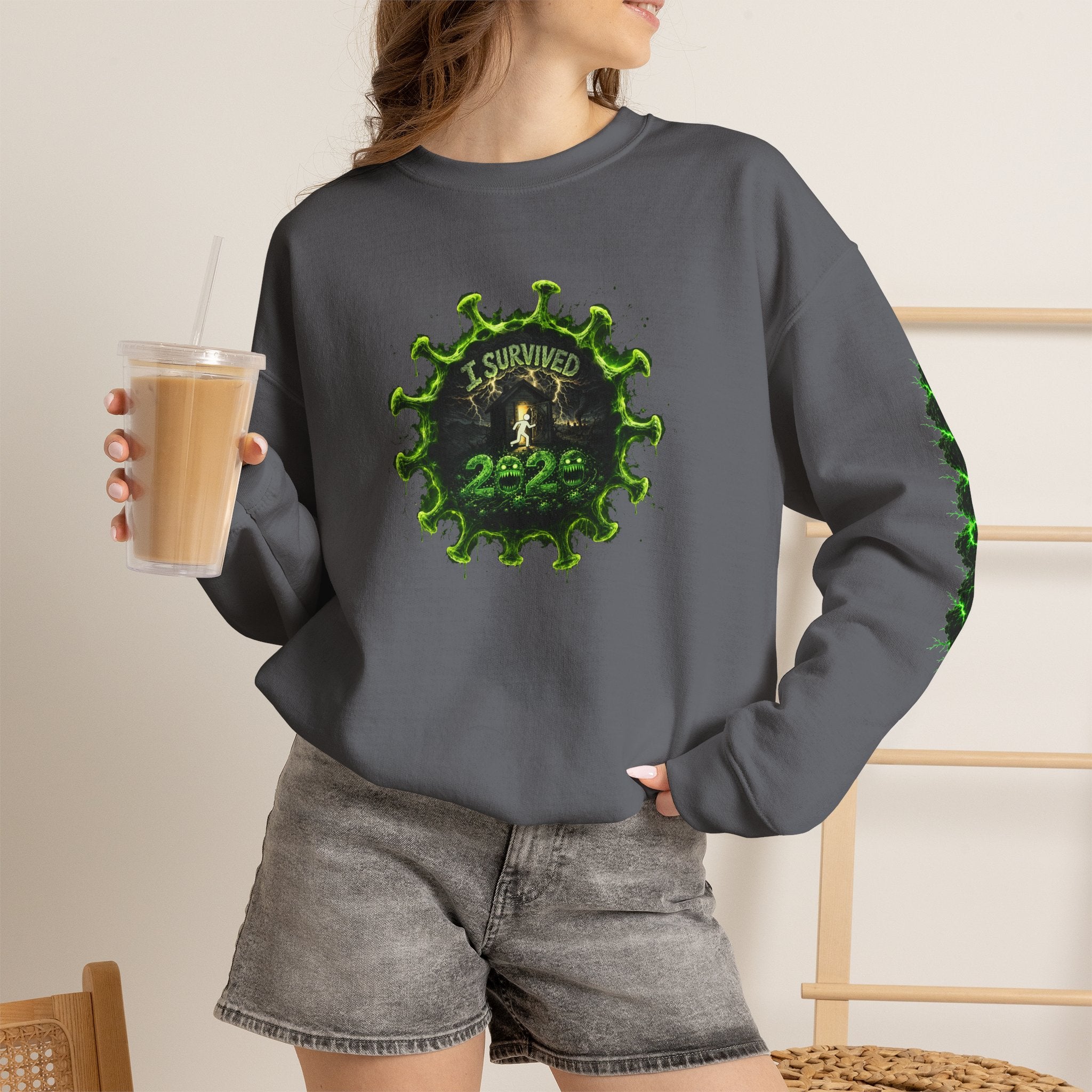 I Survived 2020 — PANDEMIC S1:E3: Director's Cut "The Jab!" Unisex Heavy Blend™ Crewneck Sweatshirt