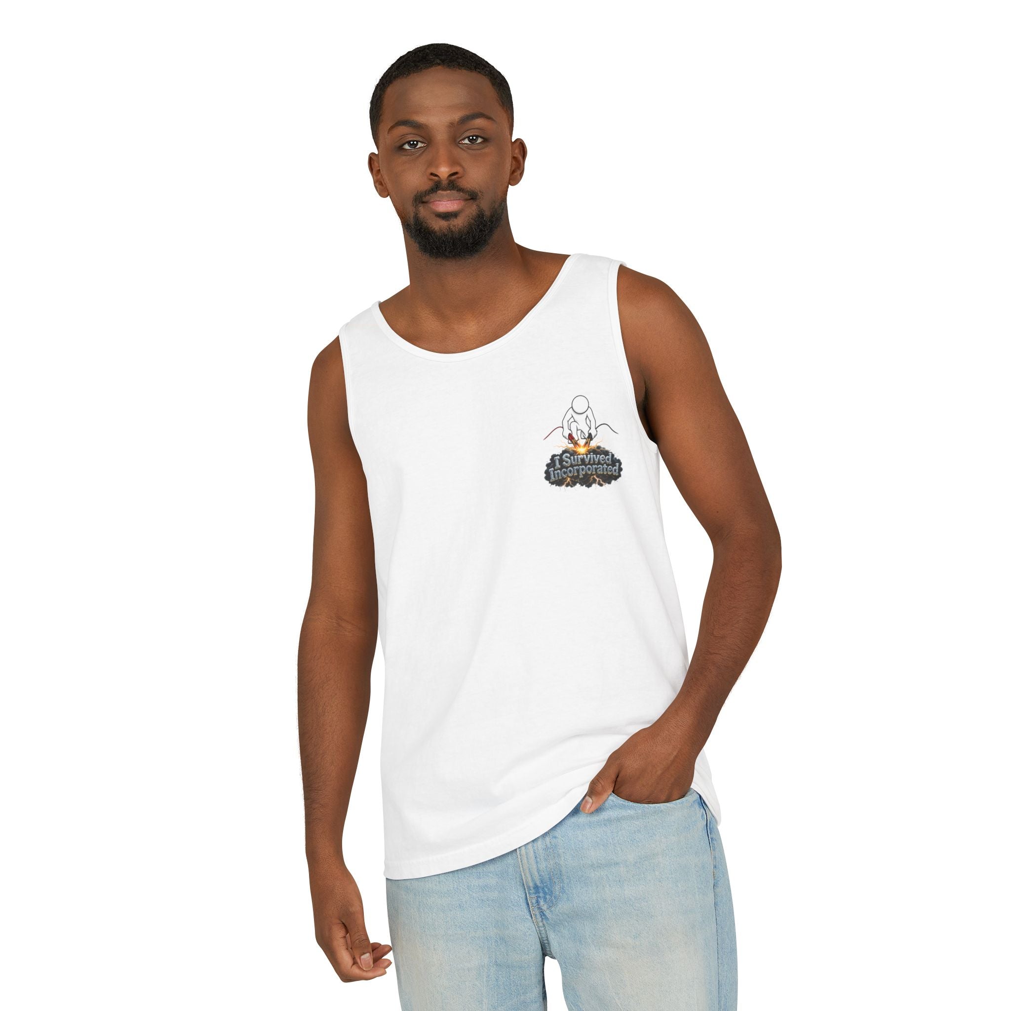 I Survived 2020 — "Please Stand By" Test Pattern Tee Summer Premier  Unisex Garment-Dyed Tank Top