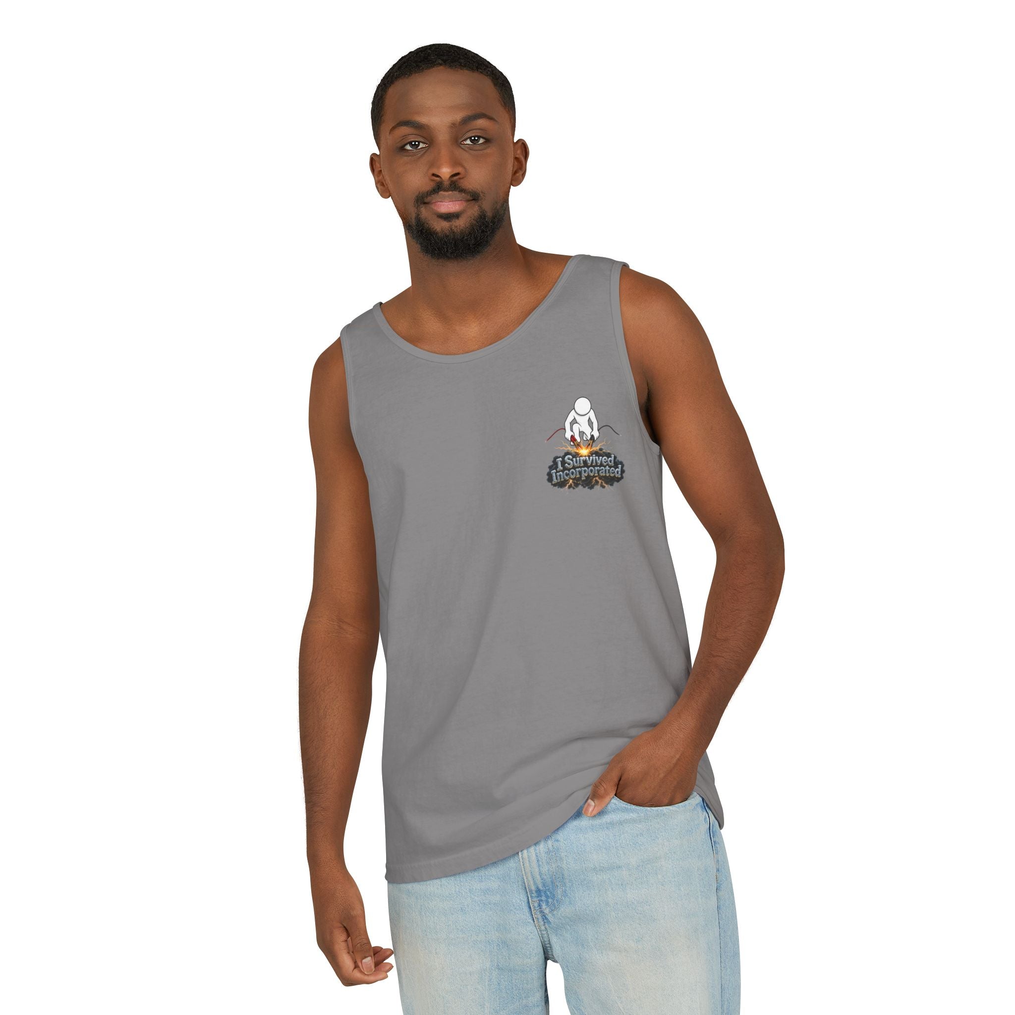 I Survived 2020 — "Please Stand By" Test Pattern Tee Summer Premier  Unisex Garment-Dyed Tank Top