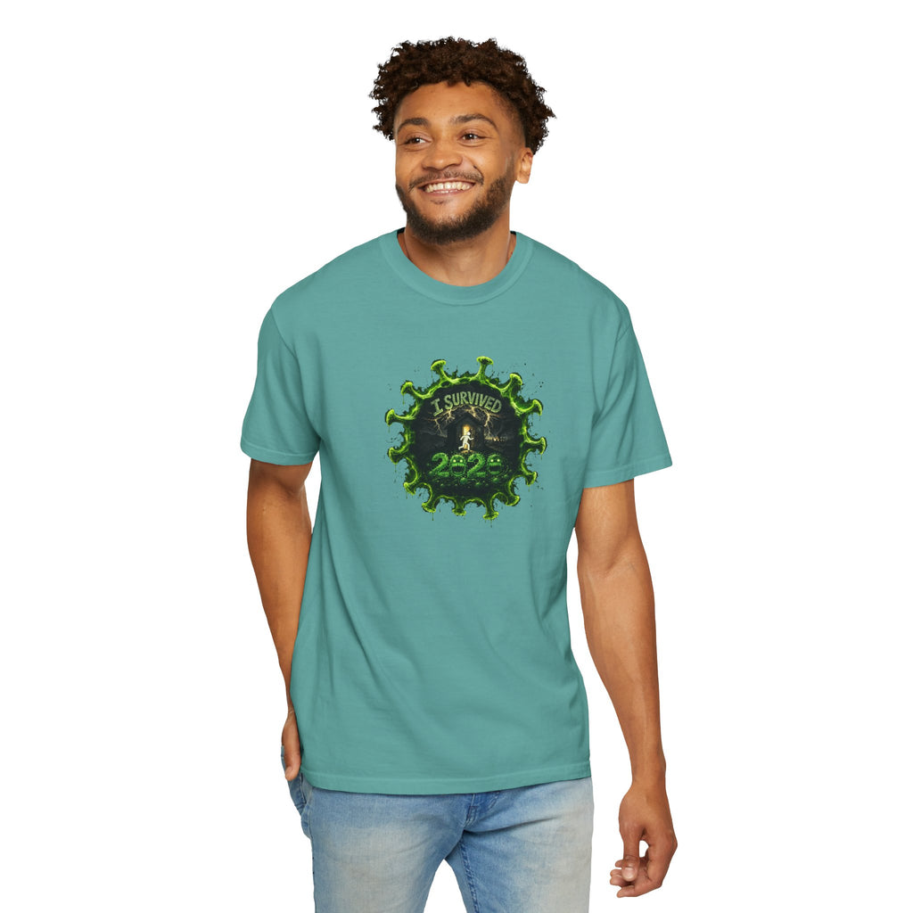 I Survived 2020 — PANDEMIC S1:E4: Director's Cut "Mask Madness" Unisex Garment-Dyed T-shirt