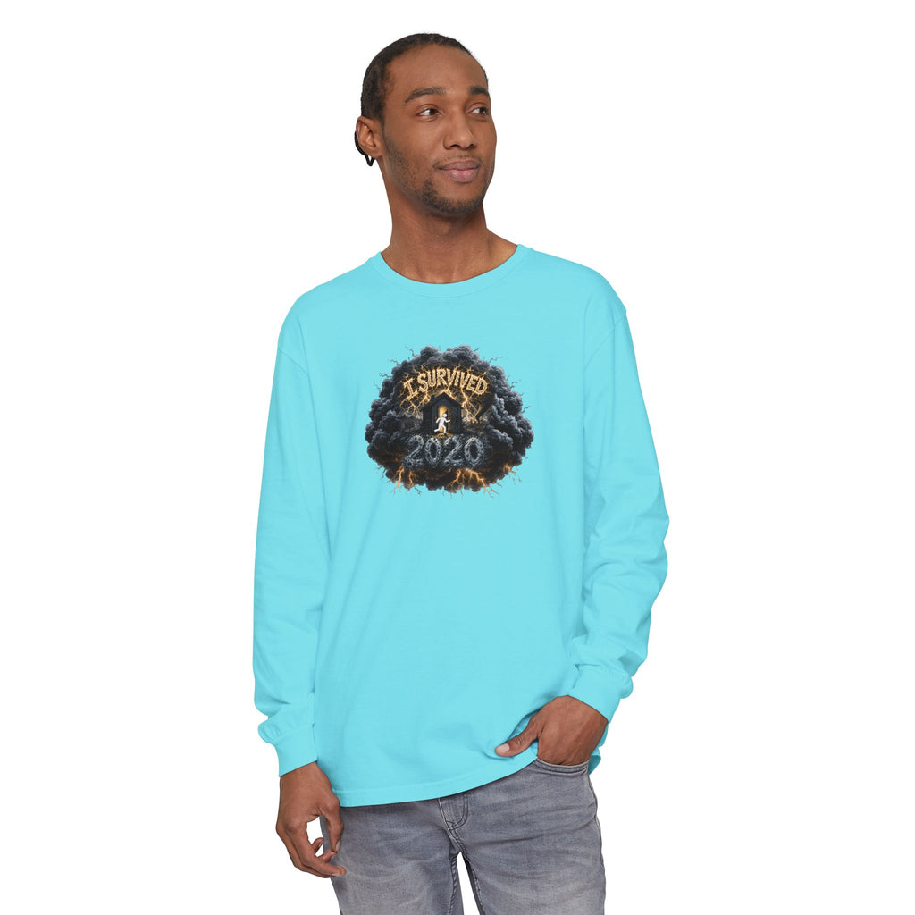 I Survived 2020 — Original PILOT Design: Director's Cut Unisex Garment-Dyed Long Sleeve T-Shirt