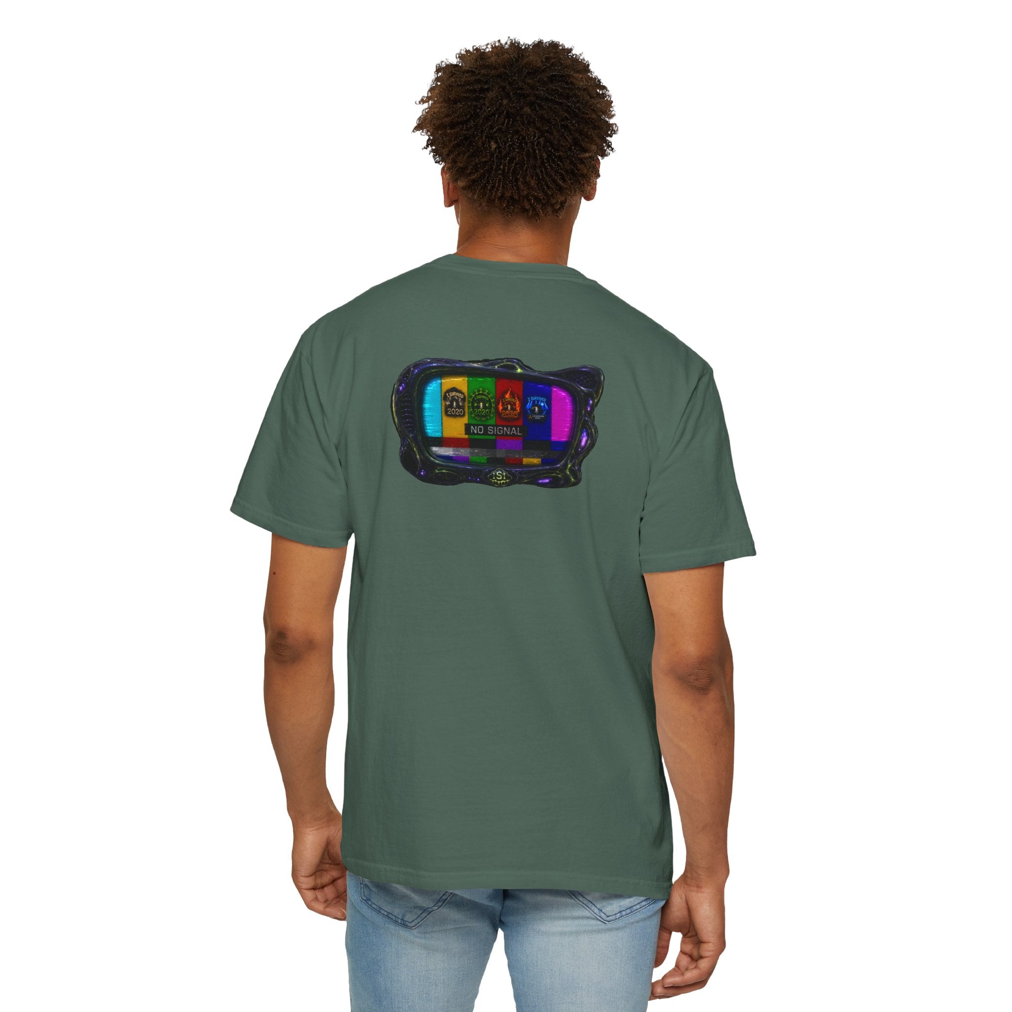 I Survived 2020 — "No Signal" Test Pattern Tee Alien Broadcast Finale Summer Premiere Unisex Garment-Dyed T-shirt