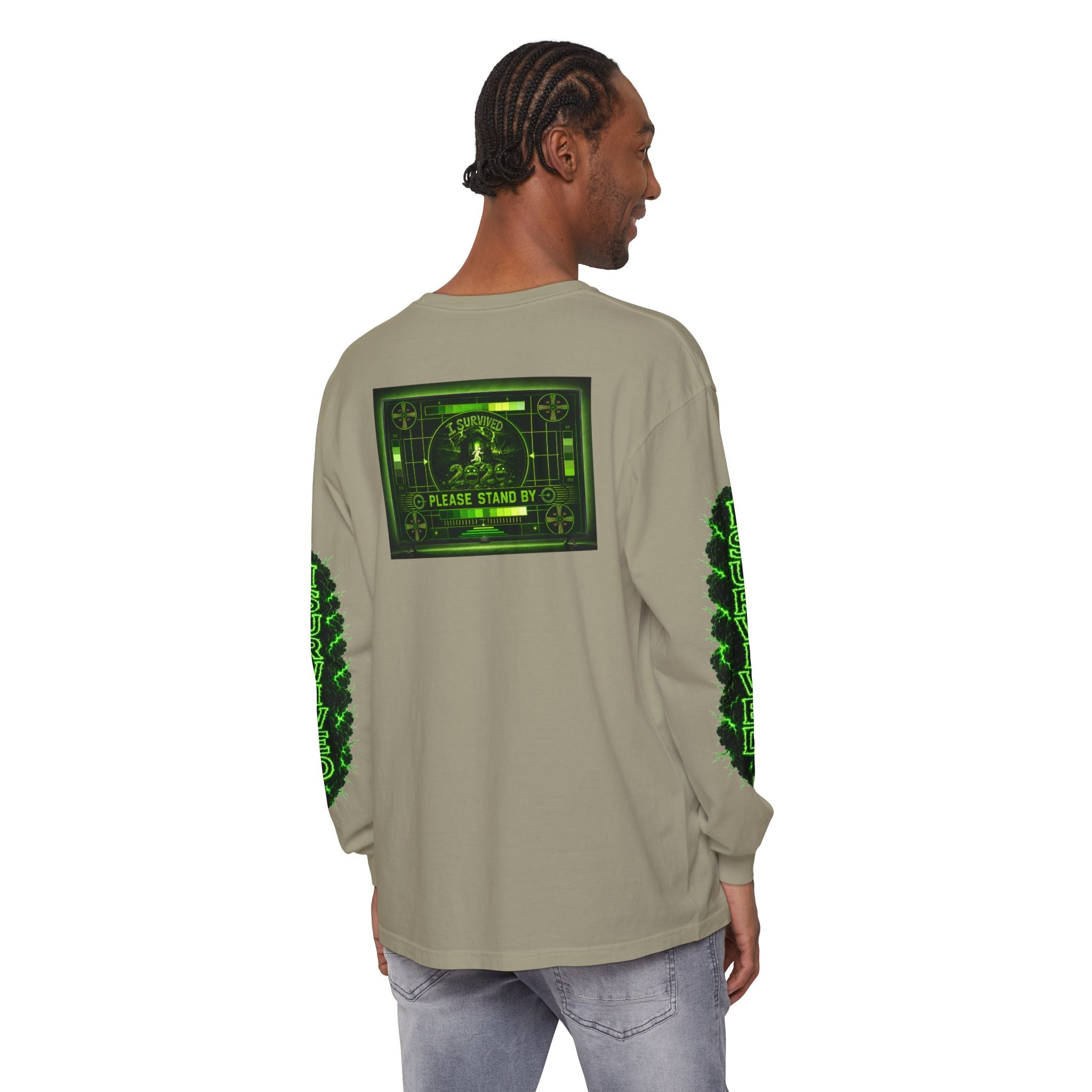 I Survived 2020 — "Please Stand By" Test Pattern Toxic Signal Tee Special Edition Summer Premiere Unisex Garment-Dyed Long Sleeve T-Shirt