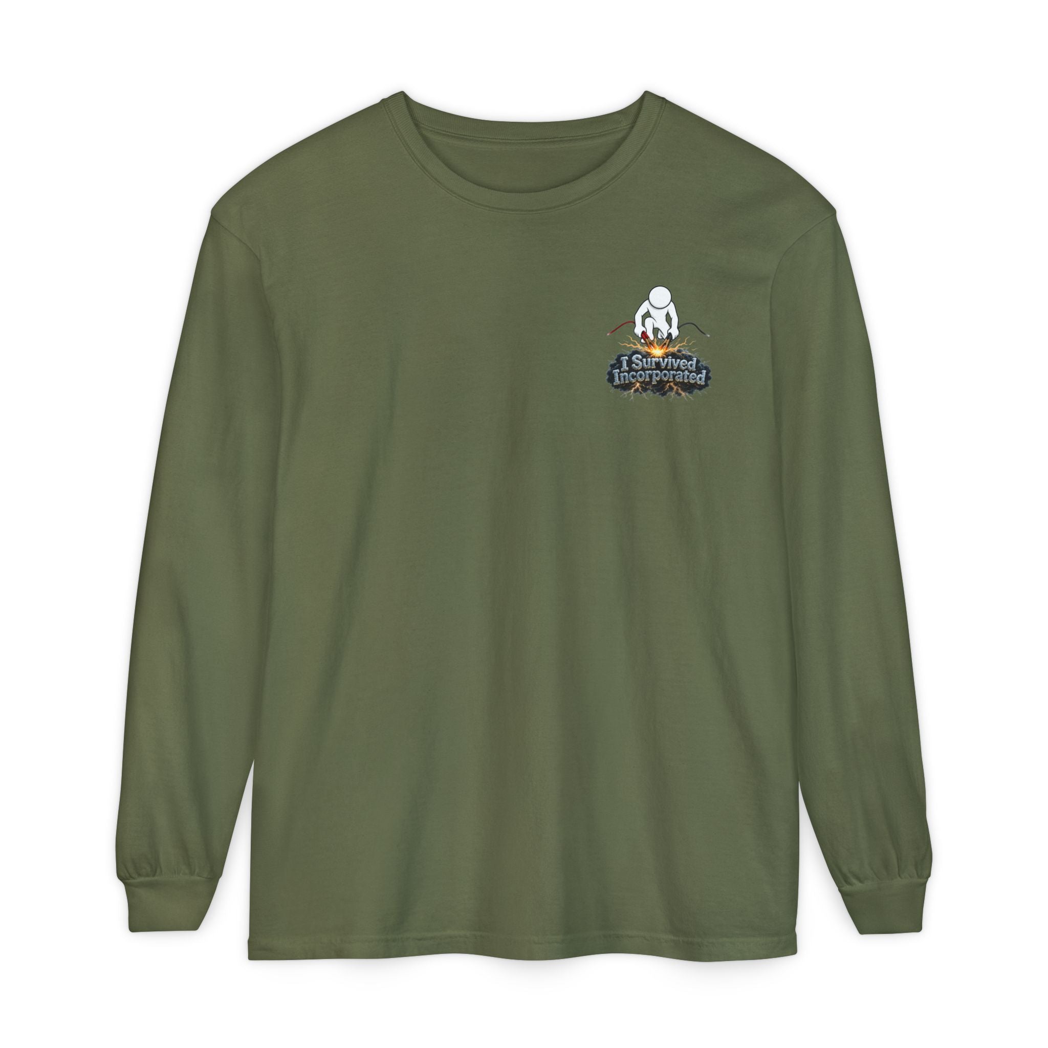 I Survived 2020 — "Please Stand By" Test Pattern Tee Summer Premier Unisex Garment-Dyed Long Sleeve T-Shirt