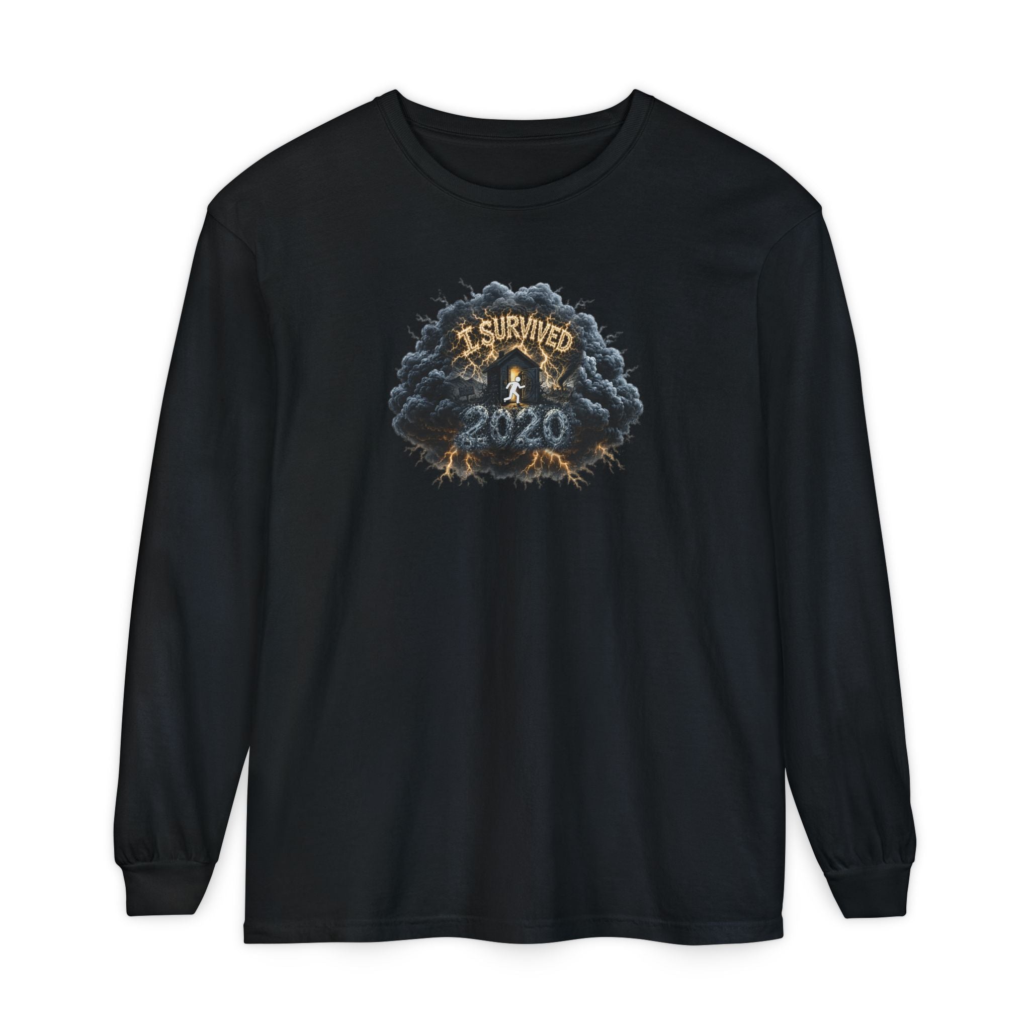 I Survived 2020 — Original PILOT Design: Director's Cut Unisex Garment-Dyed Long Sleeve T-Shirt