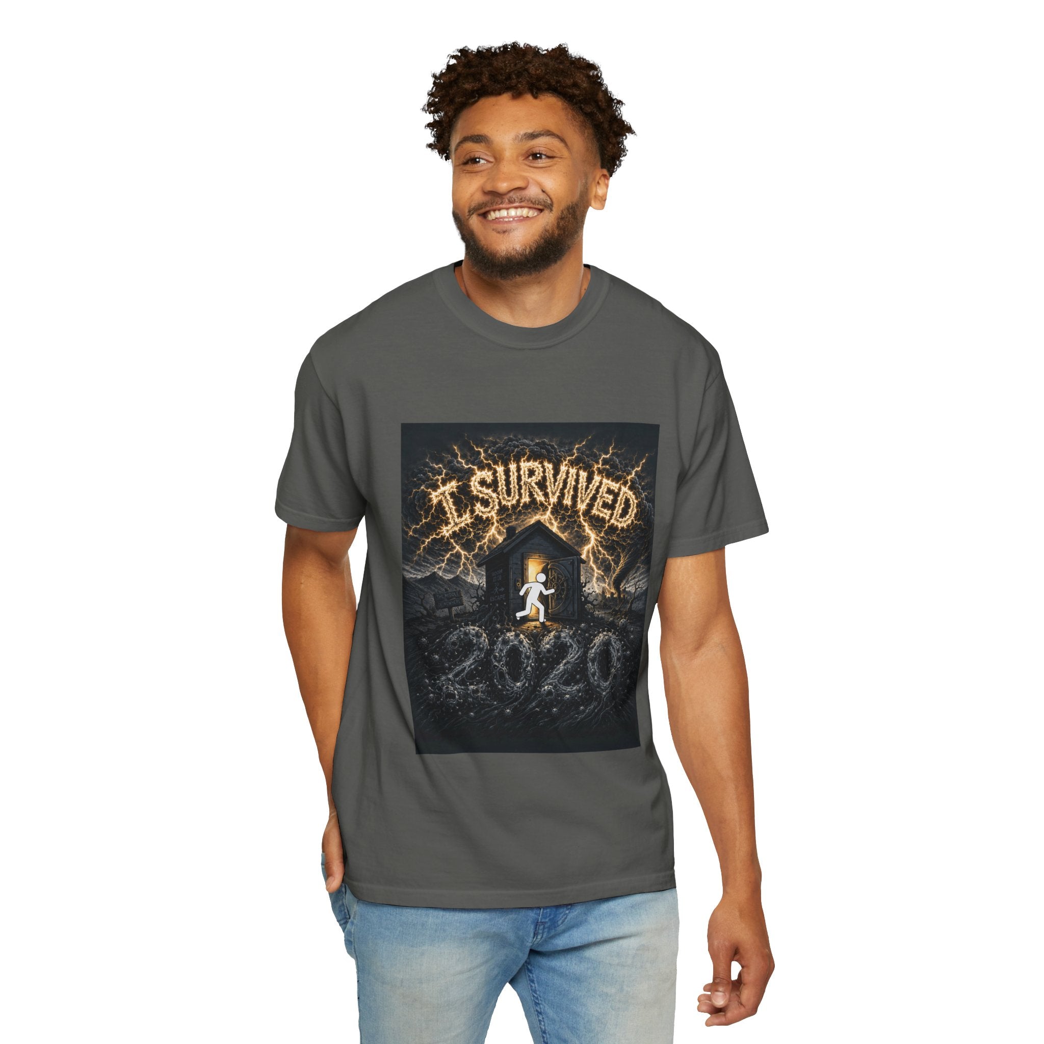I Survived 2020 — Original Design Teaser Tee | Season 1 Premiere Drop Unisex Garment-Dyed T-shirt
