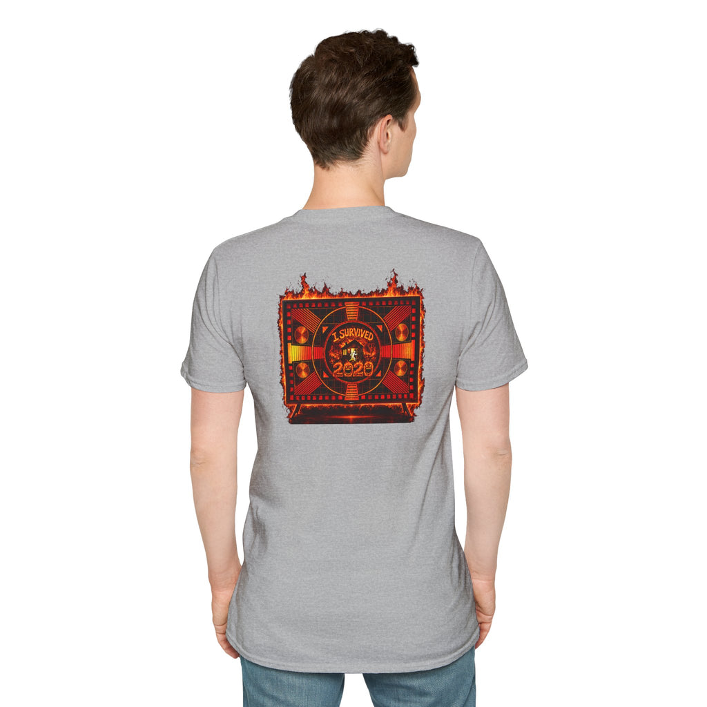 I Survived 2020 — "Please Stand By" Test Pattern Tee Wildfire Signal Edition Summer Premiere Unisex Softstyle T-Shirt