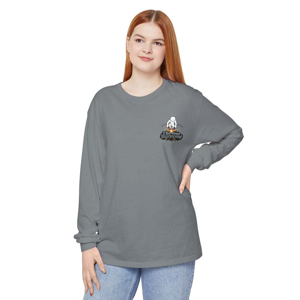 I Survived 2020 — "Please Stand By" Test Pattern Tee Summer Premier Unisex Garment-Dyed Long Sleeve T-Shirt